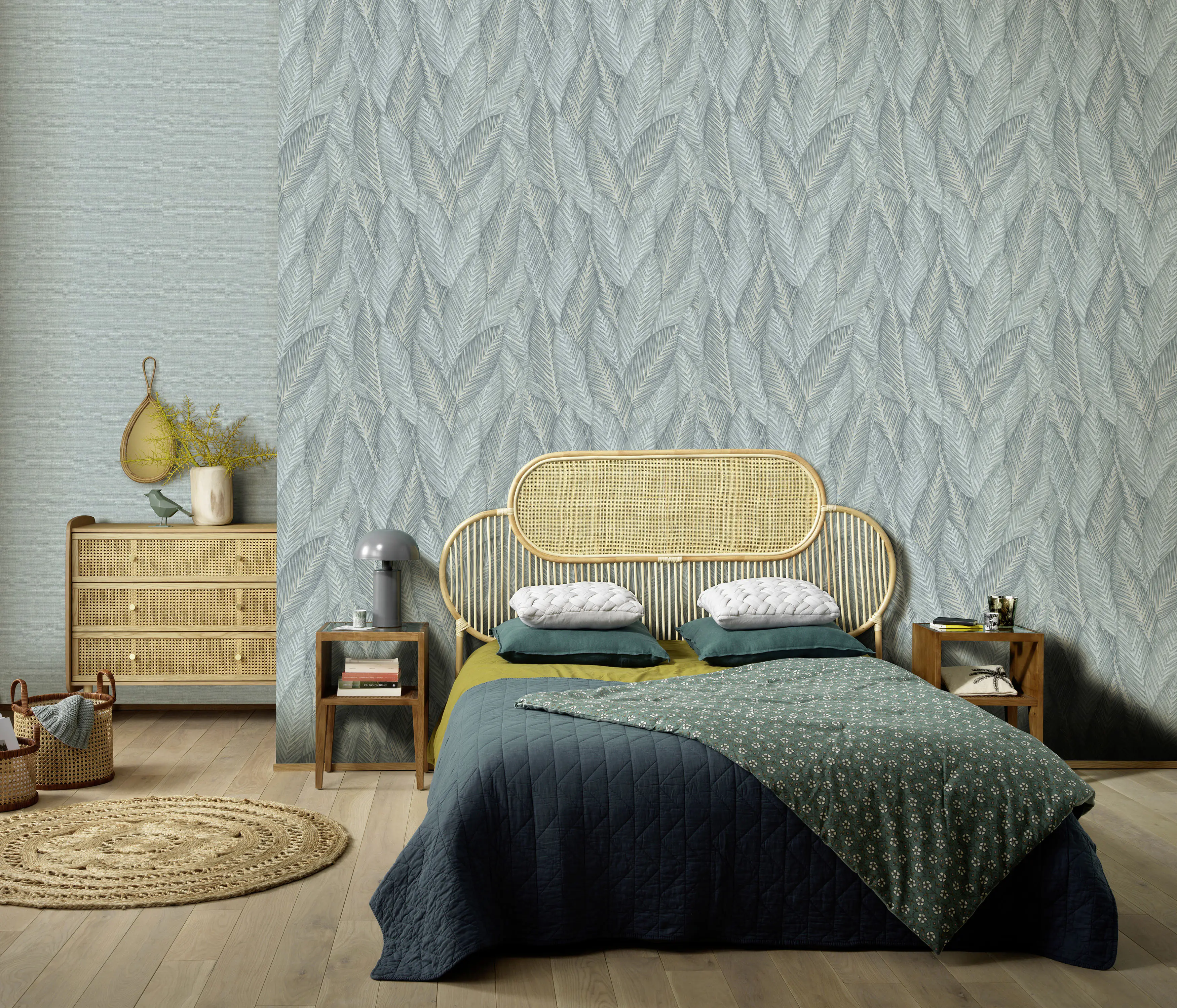 Erismann Rauhfaser-Vliestapete Martinique Blätter hellgrün 10,05 x 0,53 m