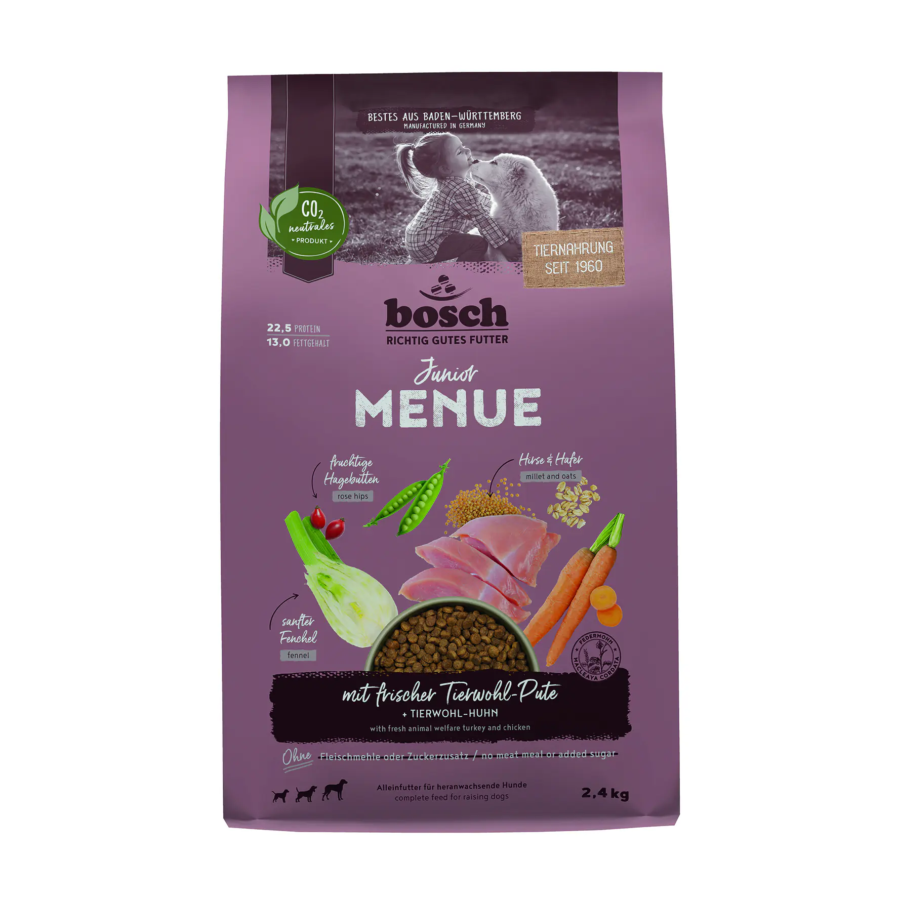 Bosch Hundetrockenfutter Junior Menue 2,4 kg Pute 