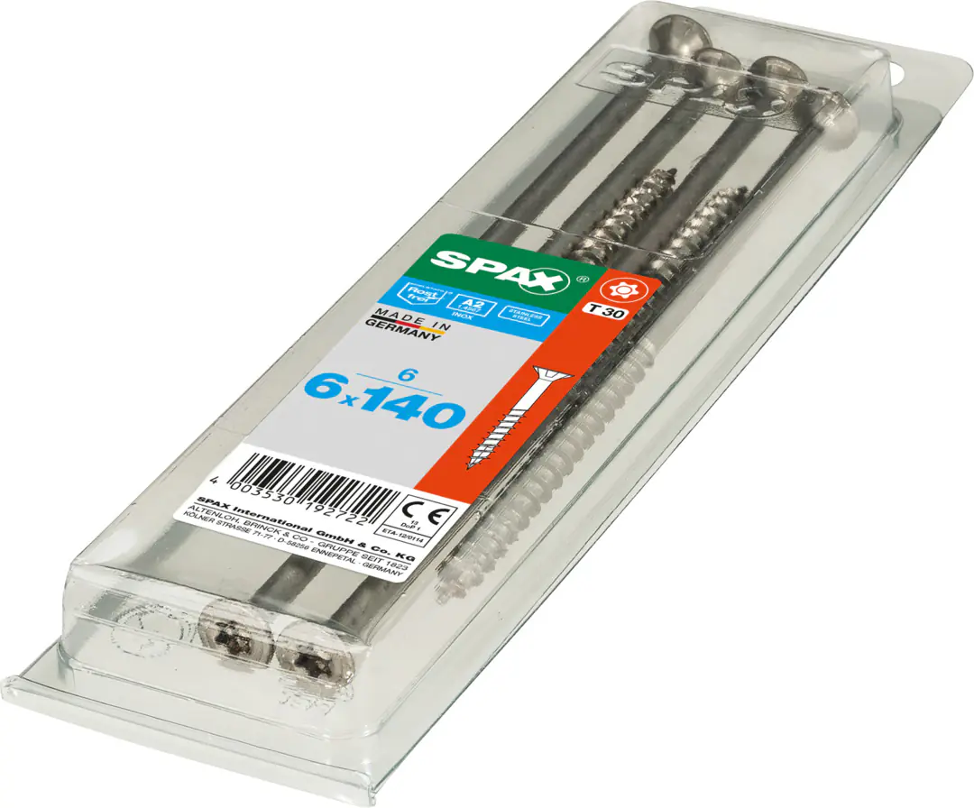 Spax Universalschrauben 6.0 x 140 mm TX 30 - 6 Stück Edelstahl