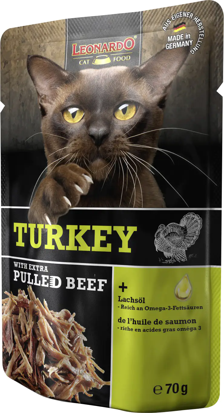 Leonardo Katzennassfutter pulled Beef und Turkey 70 g
