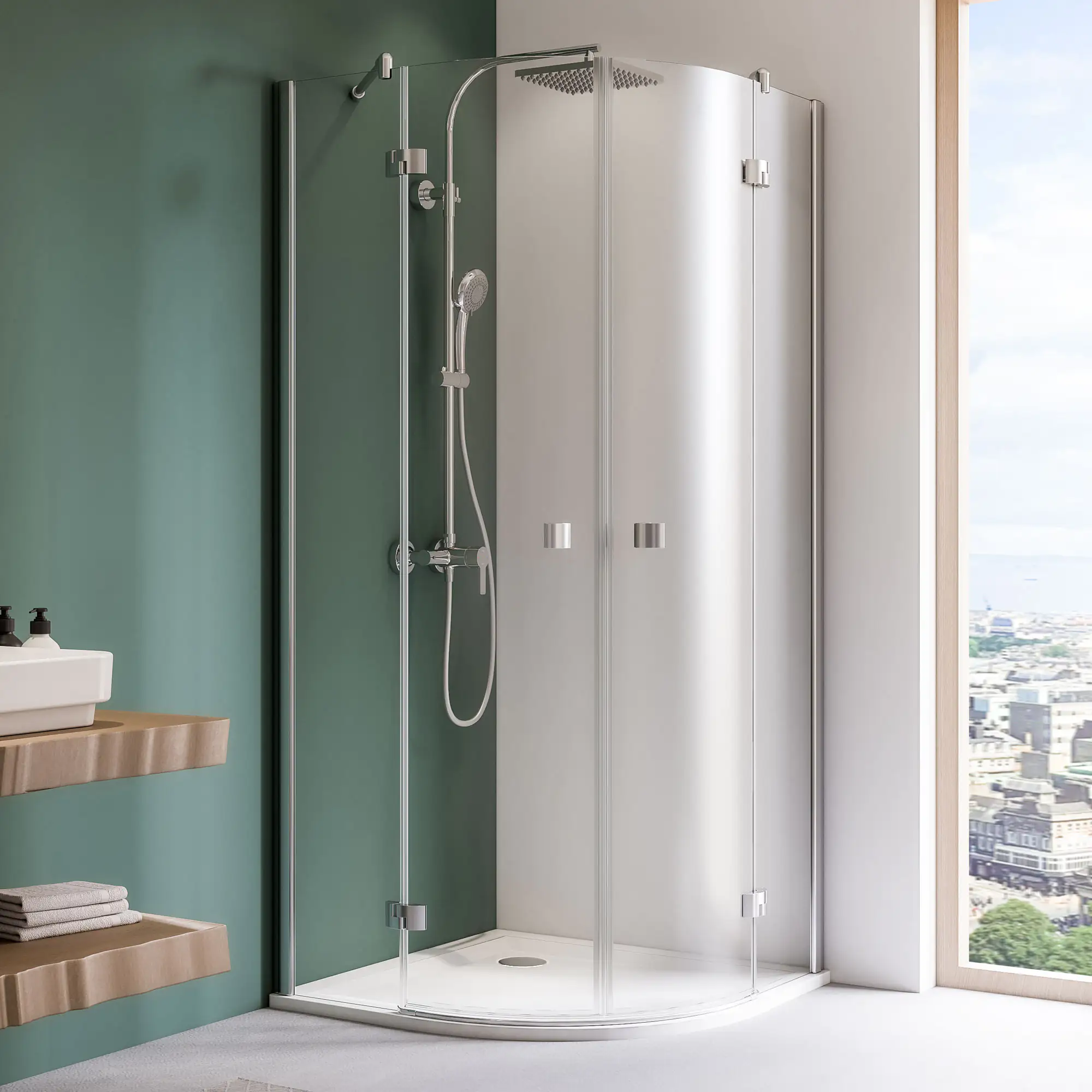 Breuer Espira Runddusche 80x80 4-teilig, Alu chromeffekt, Klarglas hell Breuer Espira Runddusche 80x80 4-teilig, Alu chromeffekt, Klarglas hell