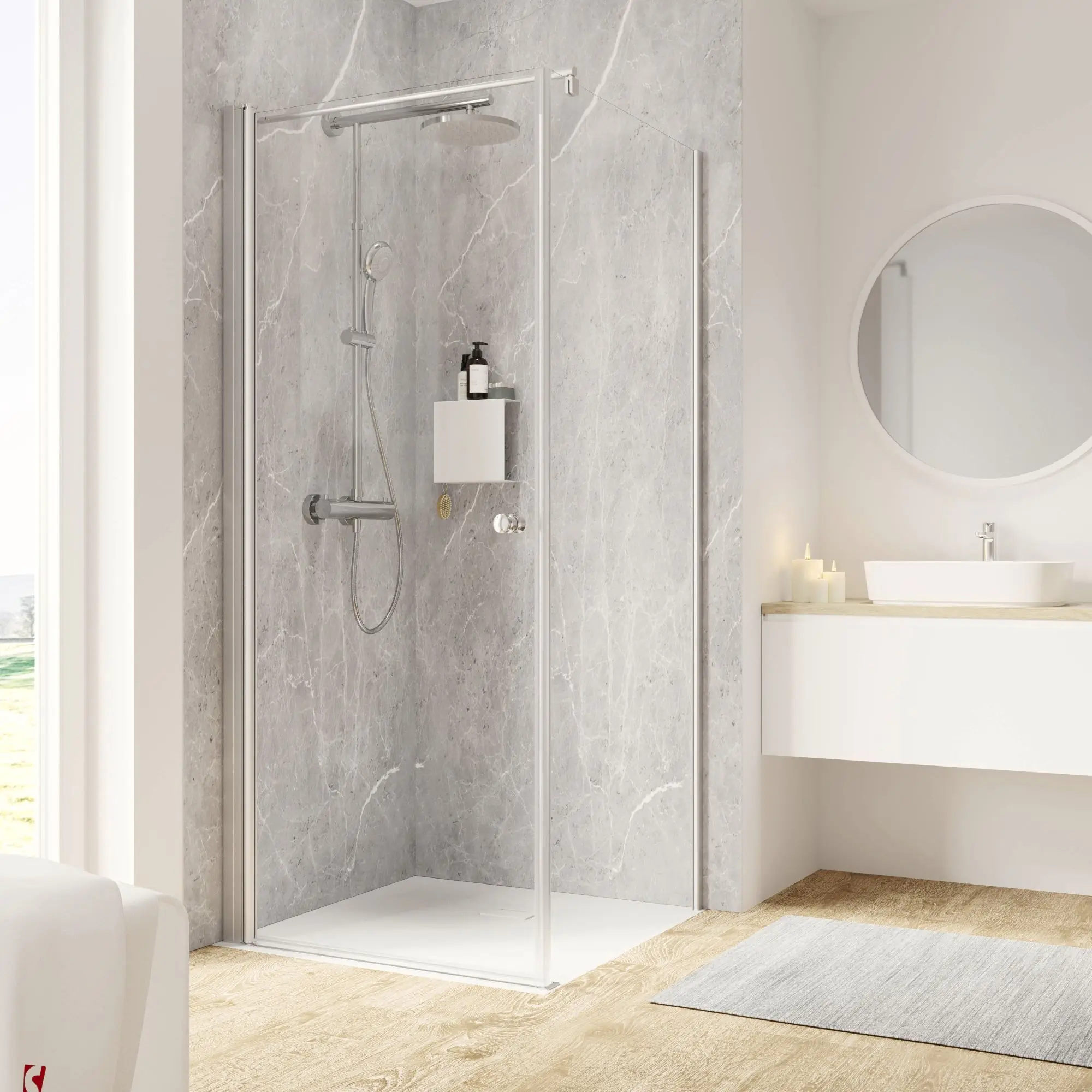 Schulte Eckdusche Garant 2.0 90 x 90 x 200 cm Alu-Natur klar hell