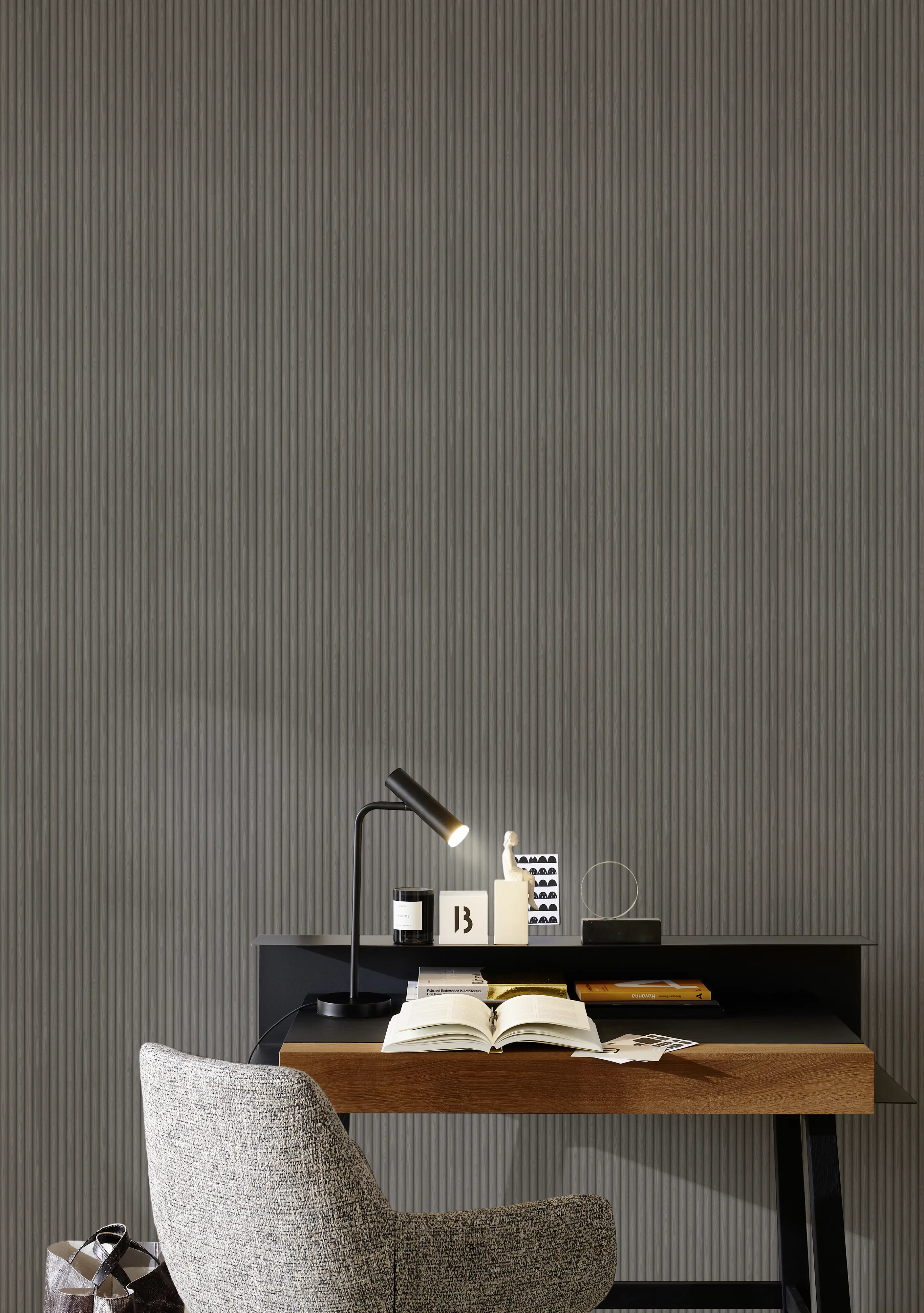 Schöner Wohnen Vliestapete Akustikpaneele schwarz anthrazit 10,05 x 0,53 m