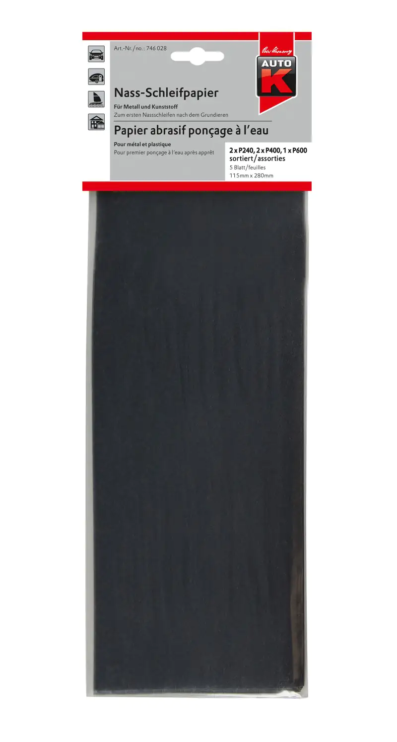 Auto-K Nass-Schleifpapier-Set 5 teilig