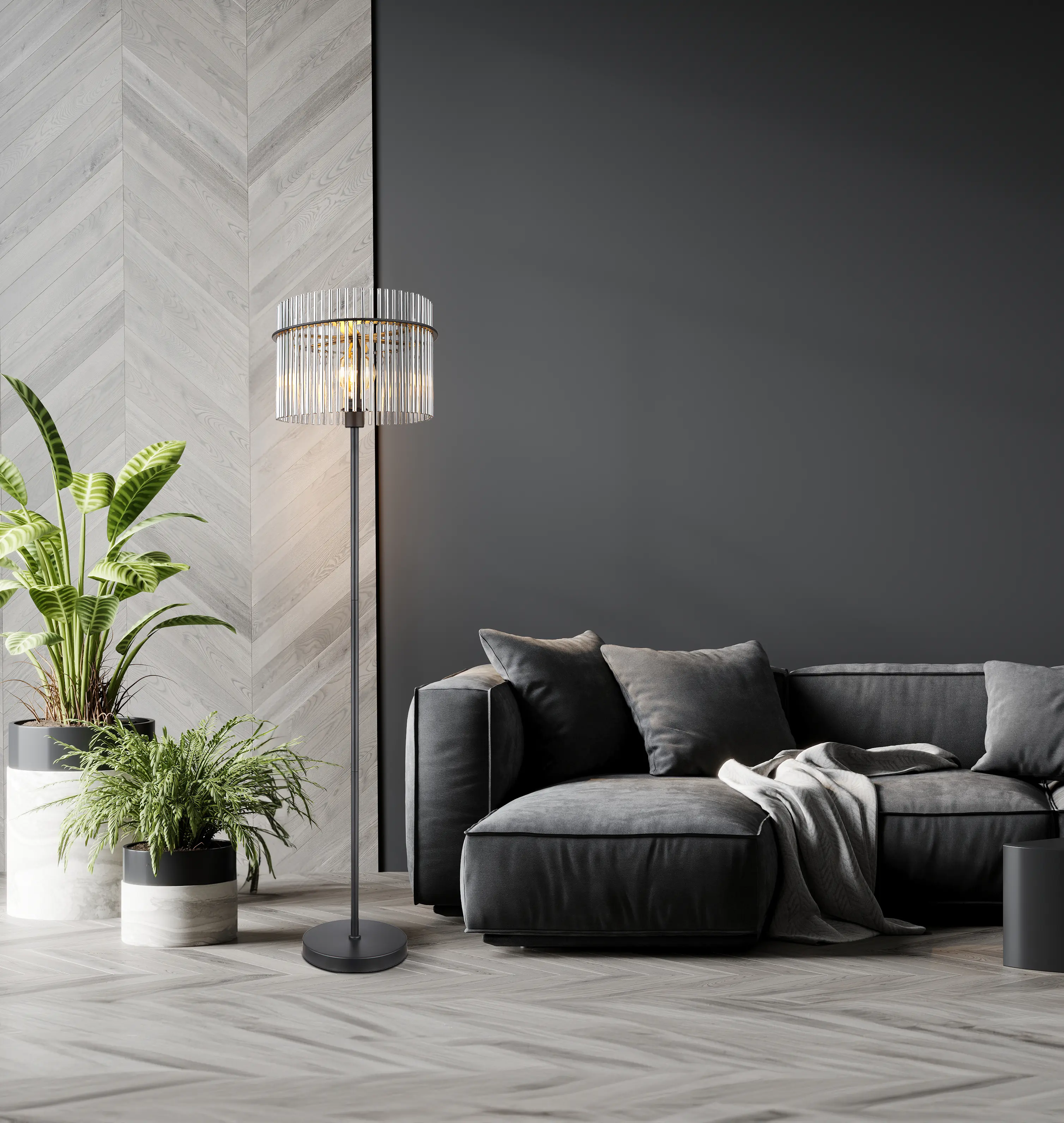 Globo Stehleuchte Gorley schwarz chrom 152 x 38 cm E27 Globo Stehleuchte Gorley schwarz chrom 152 x 38 cm E27