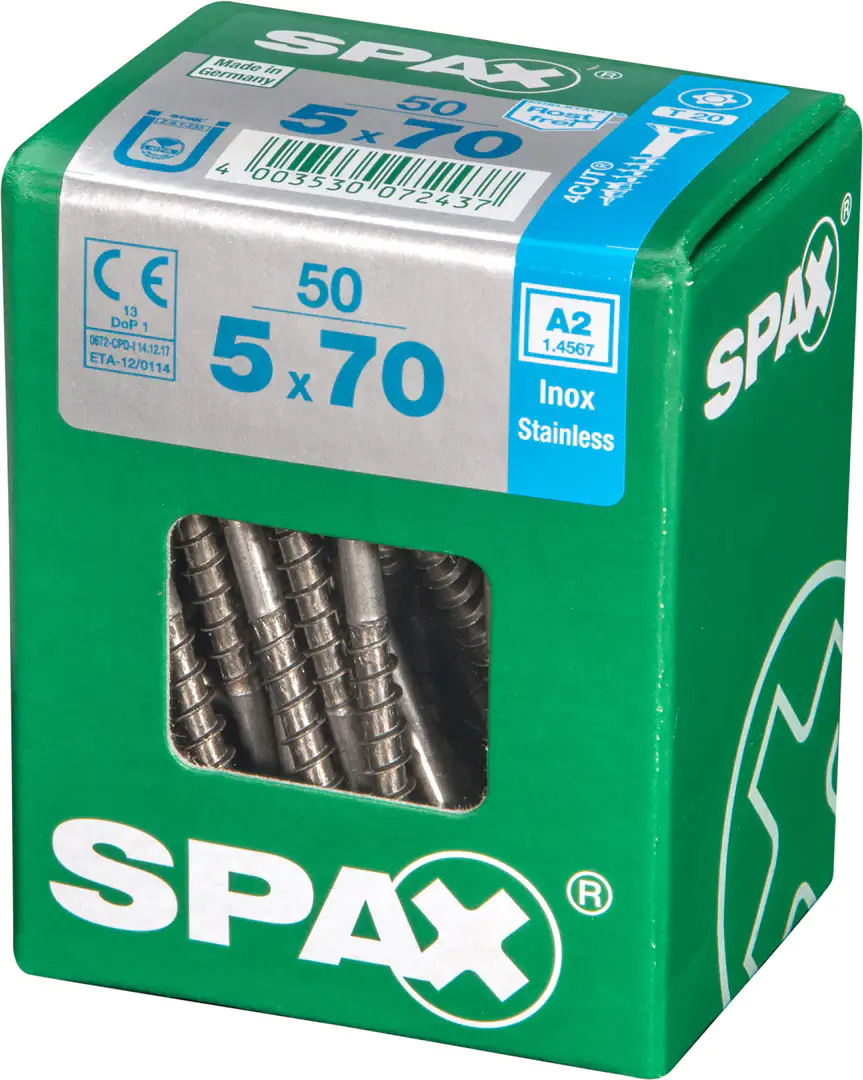 Spax Universalschrauben 5.0 x 70 mm TX 20 Senkkopf - 50 Stk. Spax Universalschrauben 5.0 x 70 mm TX 20 Senkkopf - 50 Stk.
