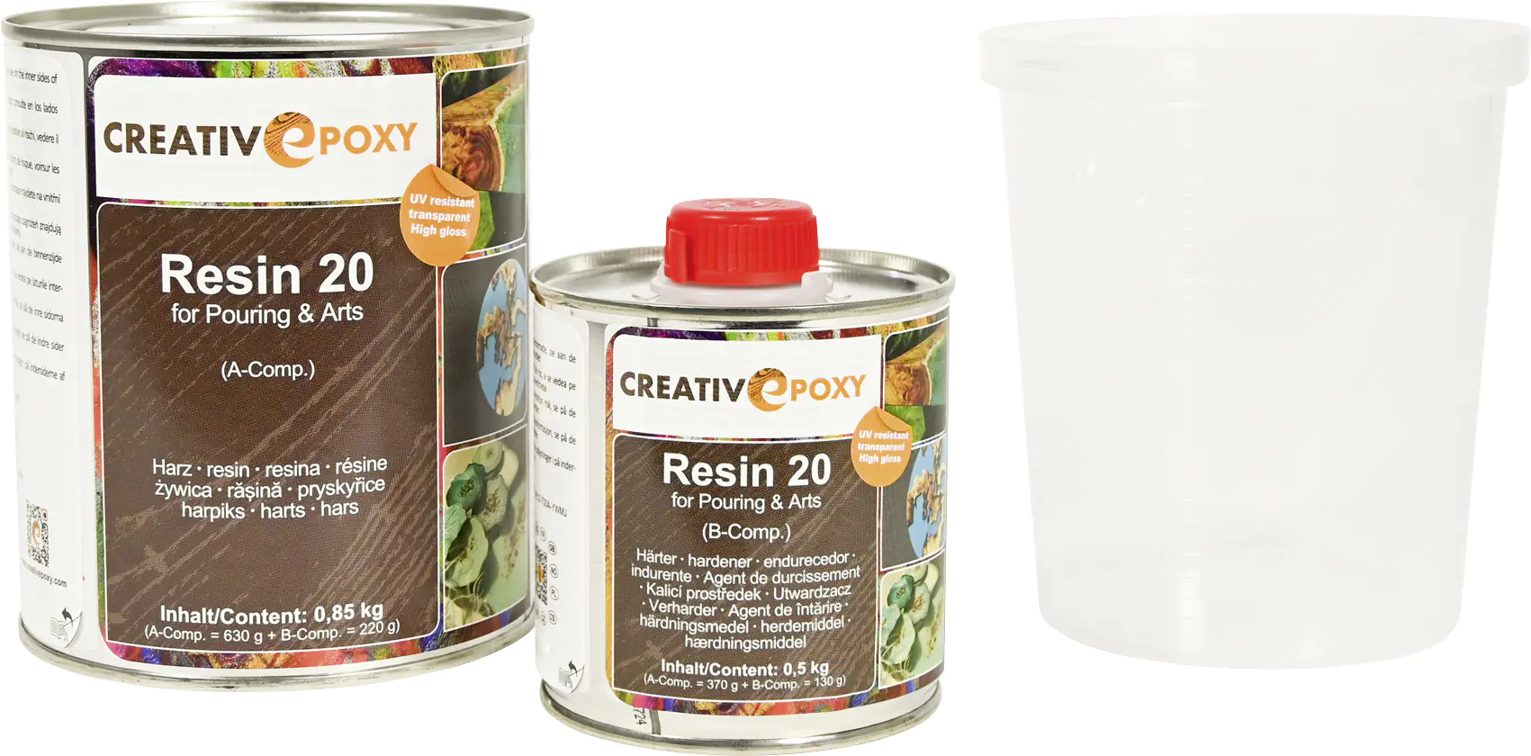 Gießharz 20 Epoxid A+B 0,85 kg MV 100:35 Gew, TZ 2 h, VH 20 mm Gießharz 20 Epoxid A+B 0,85 kg MV 100:35 Gew, TZ 2 h, VH 20 mm