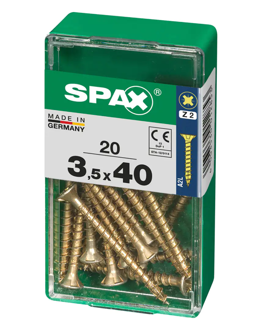 Spax Universalschrauben 3.5 x 40 mm PZ 2 - 20 Stk. Spax Universalschrauben 3.5 x 40 mm PZ 2 - 20 Stk.