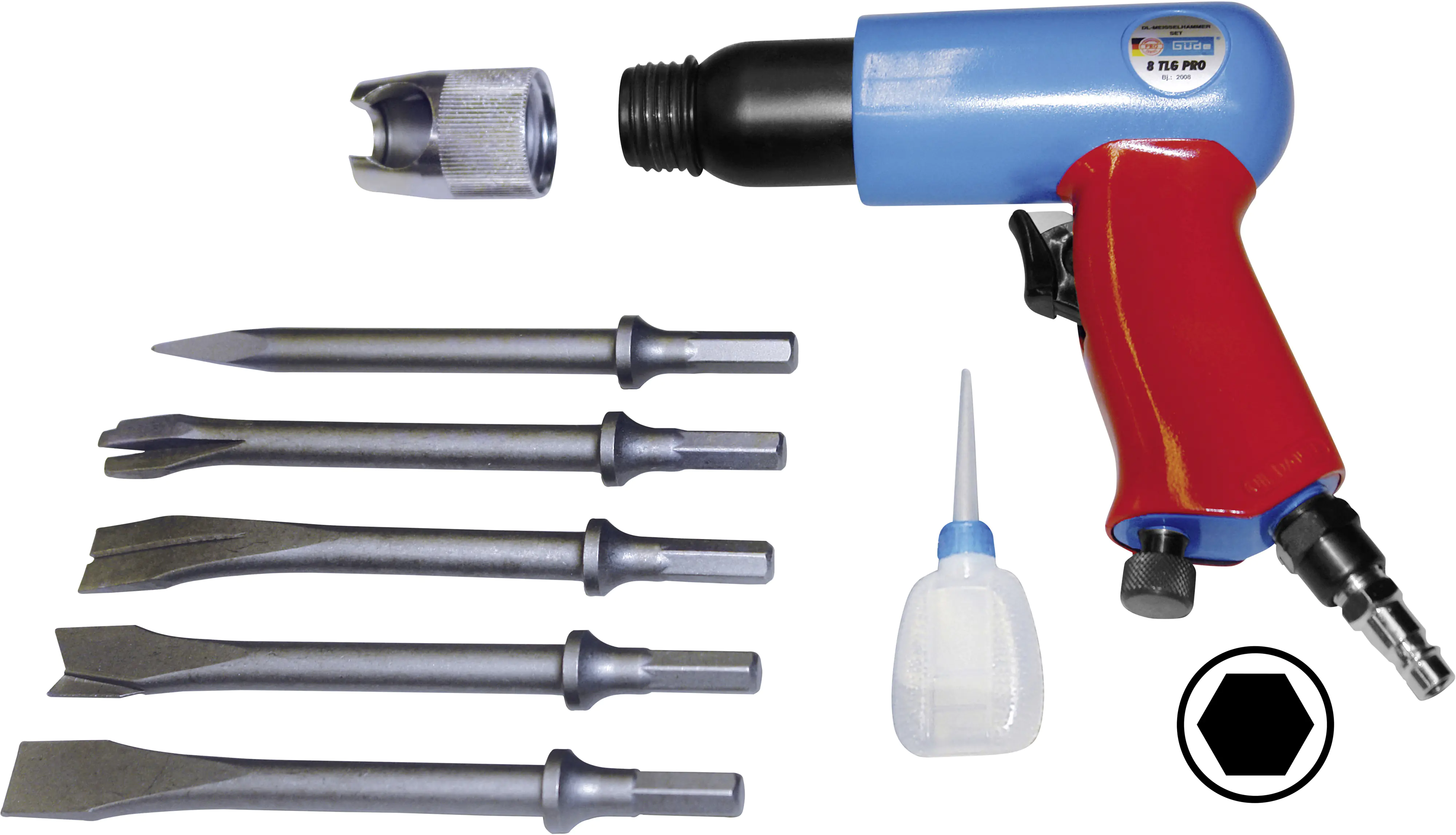 Güde Druckluft Meißelhammer-Set PRO 8-teilig