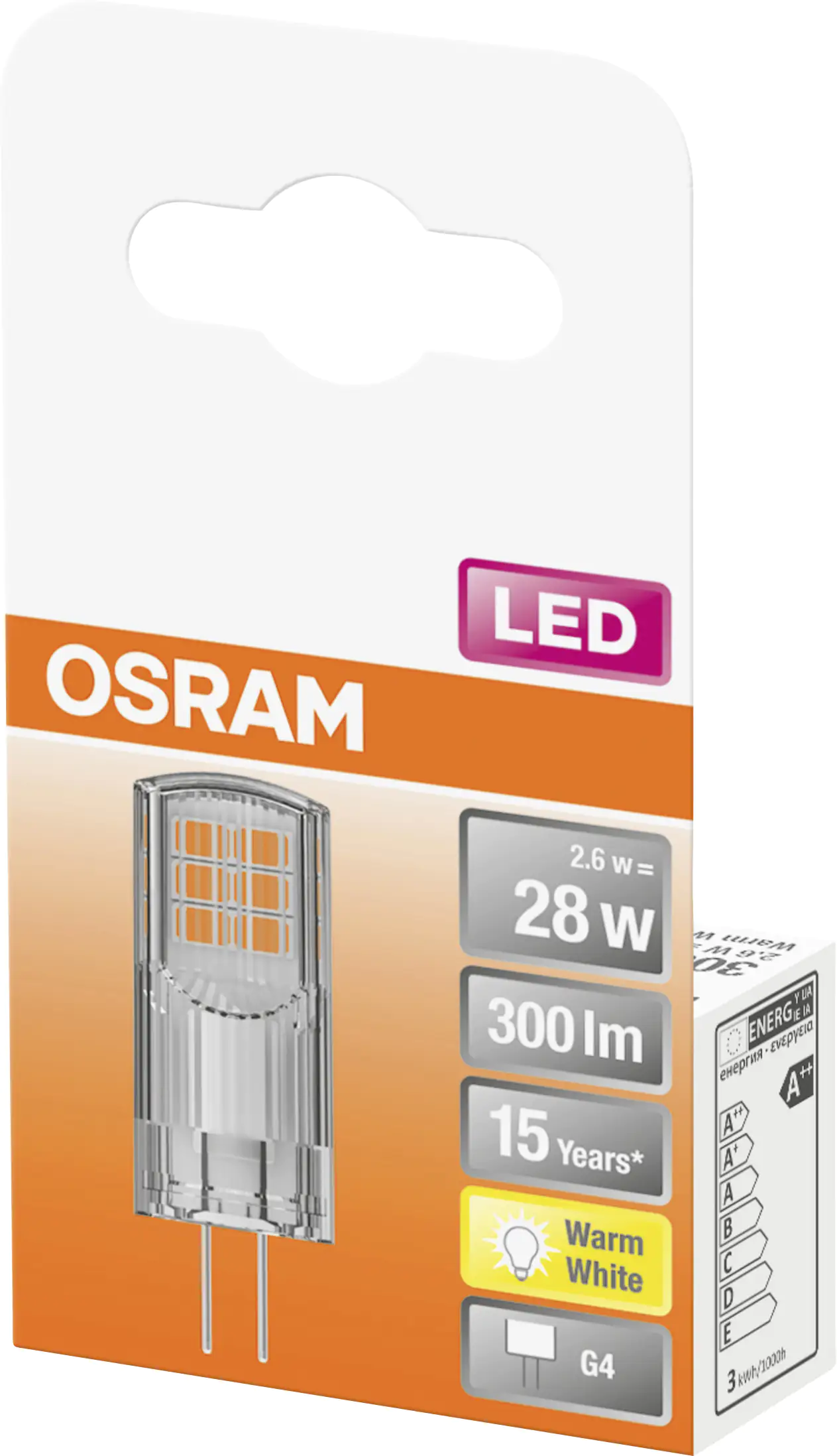 Osram LED Stiftsockellampe Star G4 2,6W warmweiß, klar