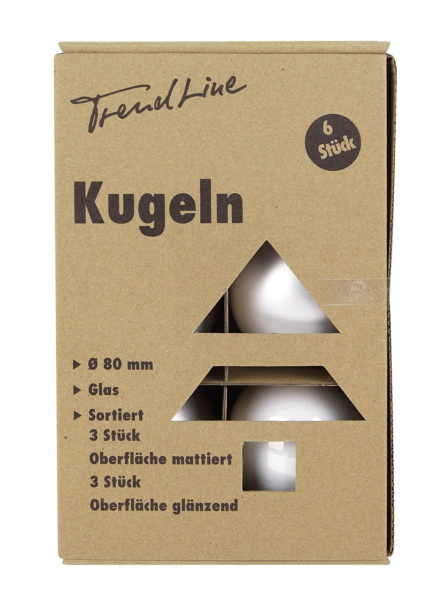 TrendLine Glaskugeln in uni emaille/matt Ø 8 cm, winterweiß, 6 Stück TrendLine Glaskugeln in uni emaille/matt Ø 8 cm, winterweiß, 6 Stück