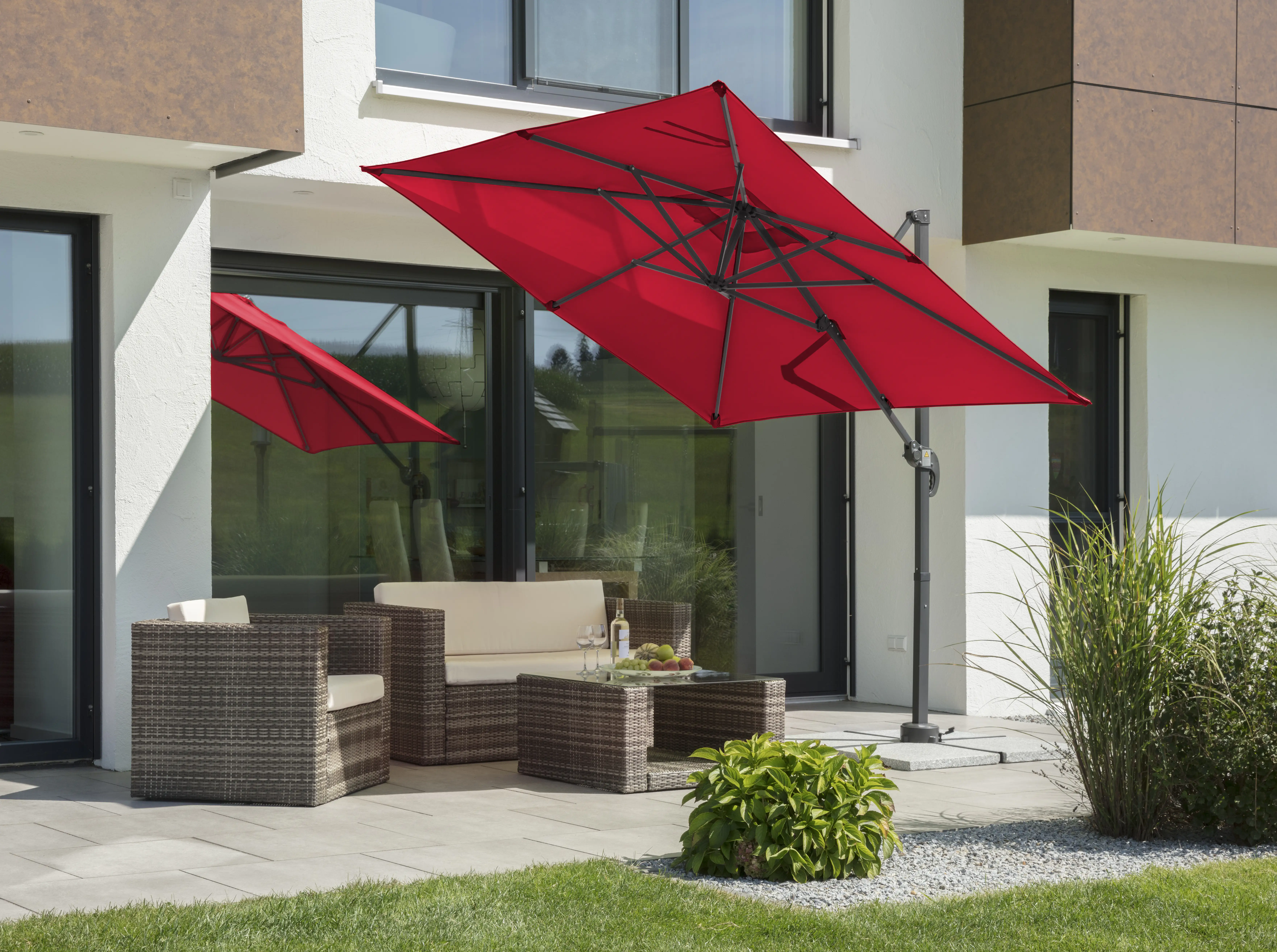 Schneider Ampelschirm Rhodos Junior rot 230 x 230 cm