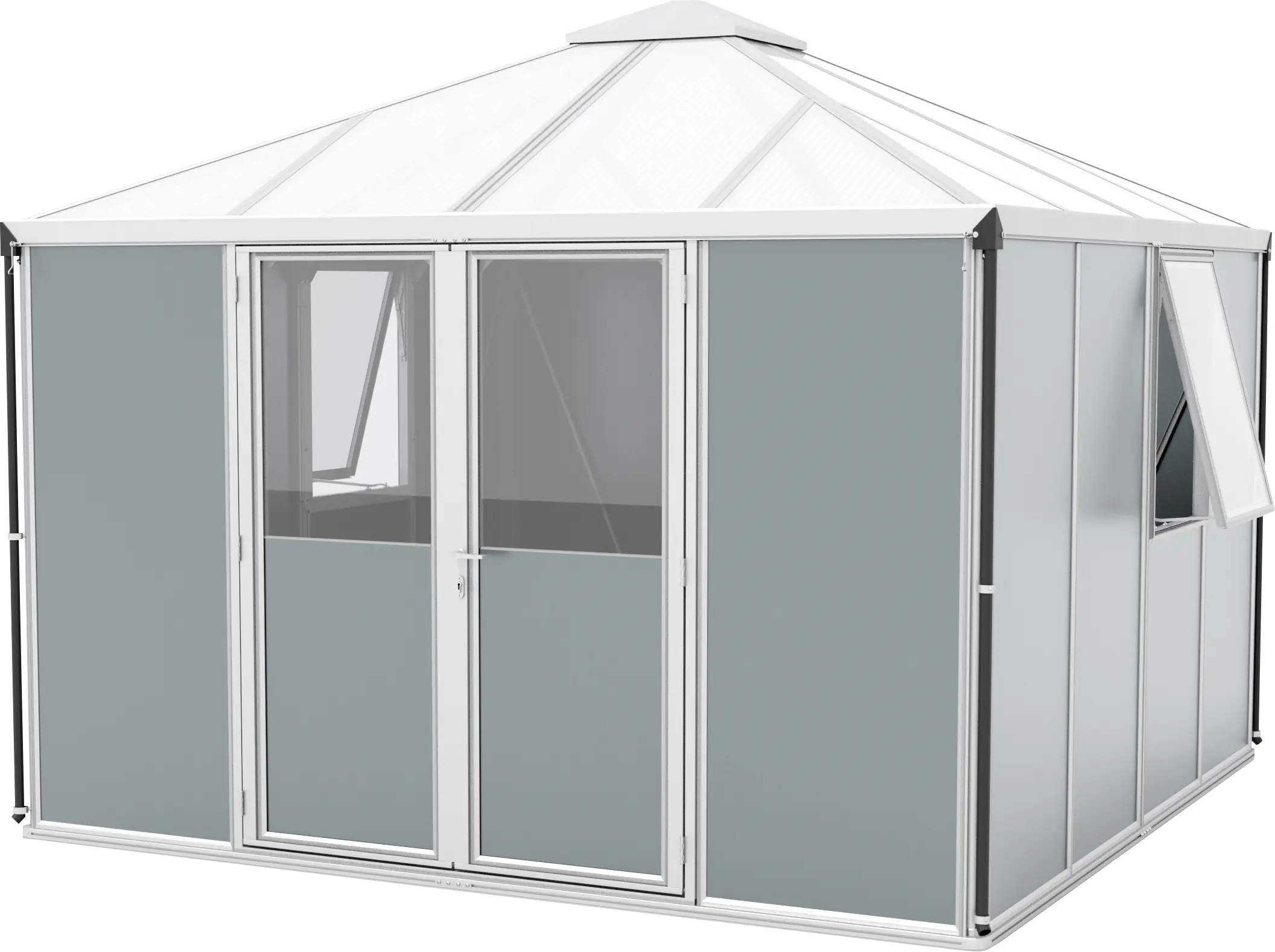 Vitavia Metallgerätehaus Universum salbei-grau eloxiert 321 x 321 cm