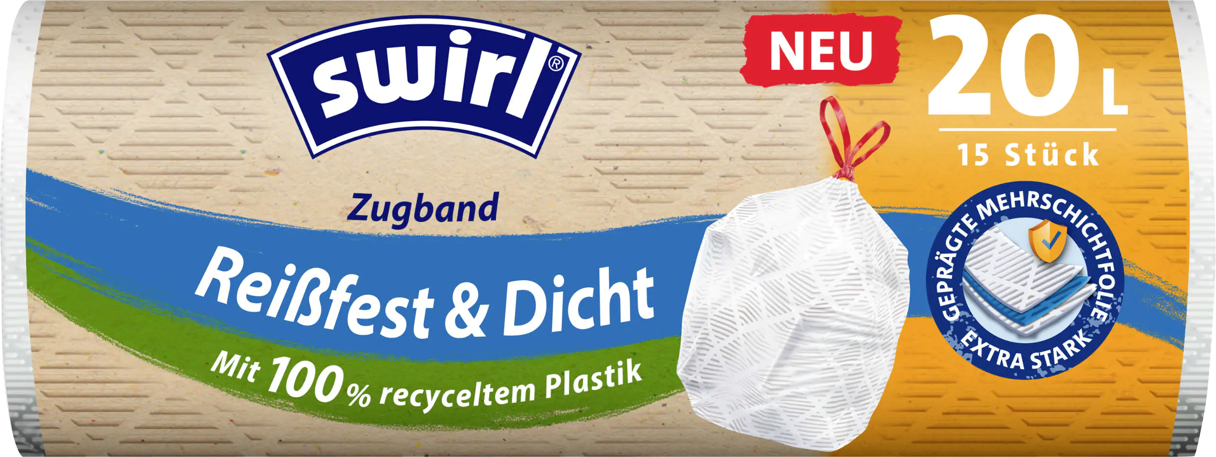 Swirl Müllbeutel 20 L mit Zugband 15 Stück Swirl Müllbeutel 20 L mit Zugband 15 Stück