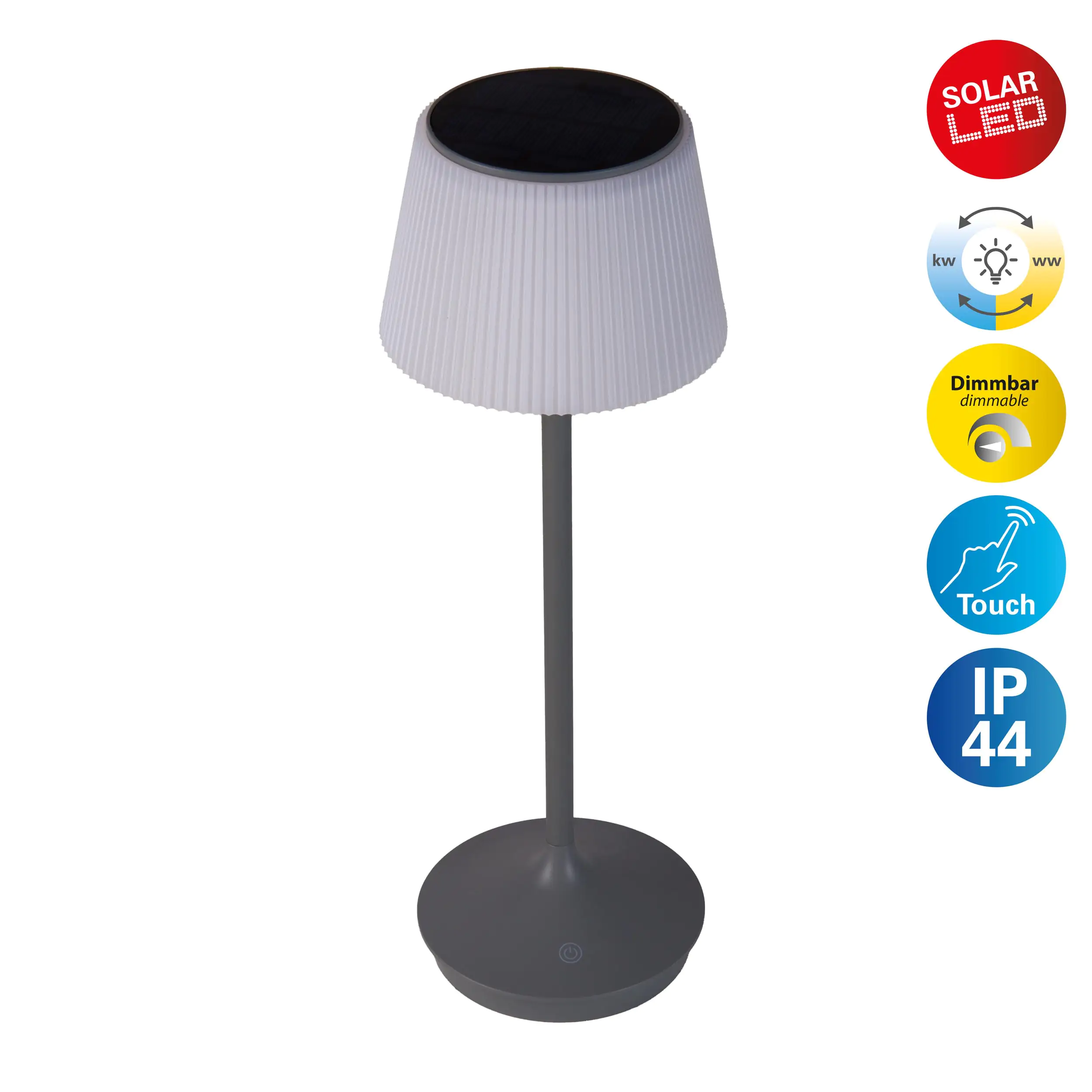 Light & More Solar-Tischleuchte Emmi grau 38 x 13 cm