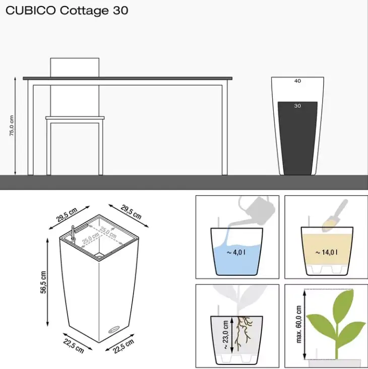 Lechuza Pflanzgefäß Cubico Cottage 40 sandbraun