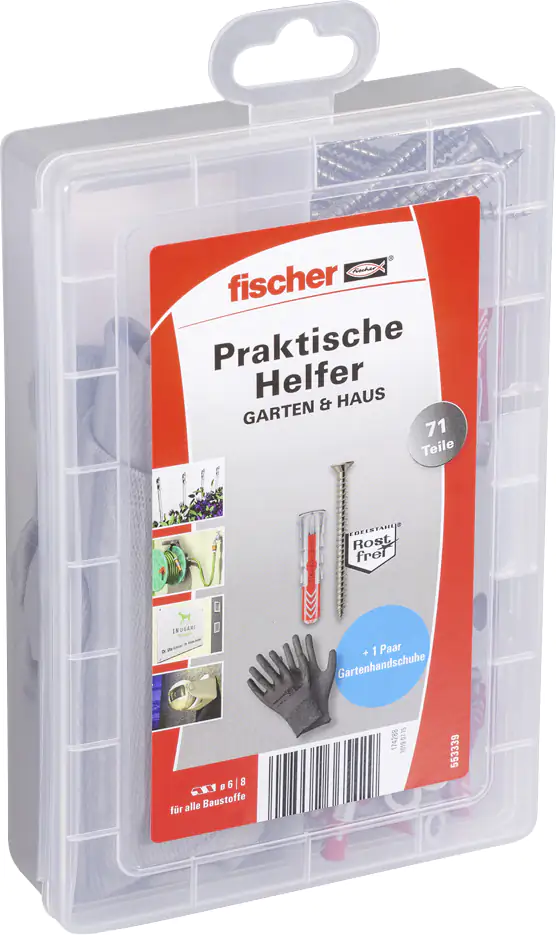 4048962365429 Fischer Sortimentskasten Praktische Helfer Garten & Haus - 71 Stück