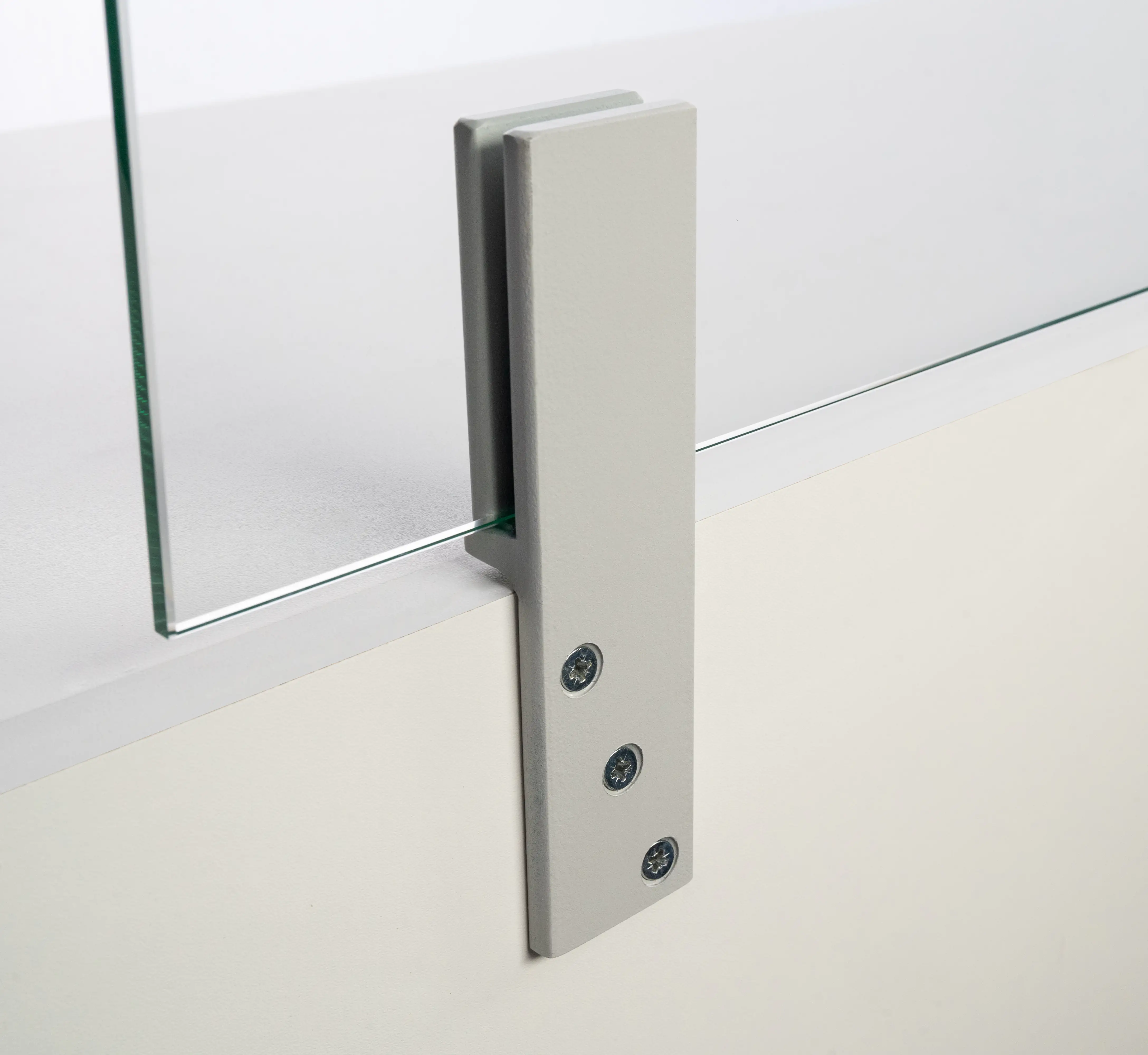 Thekenhalter für 6 mm ESG-Glas lichtgrau lackiert