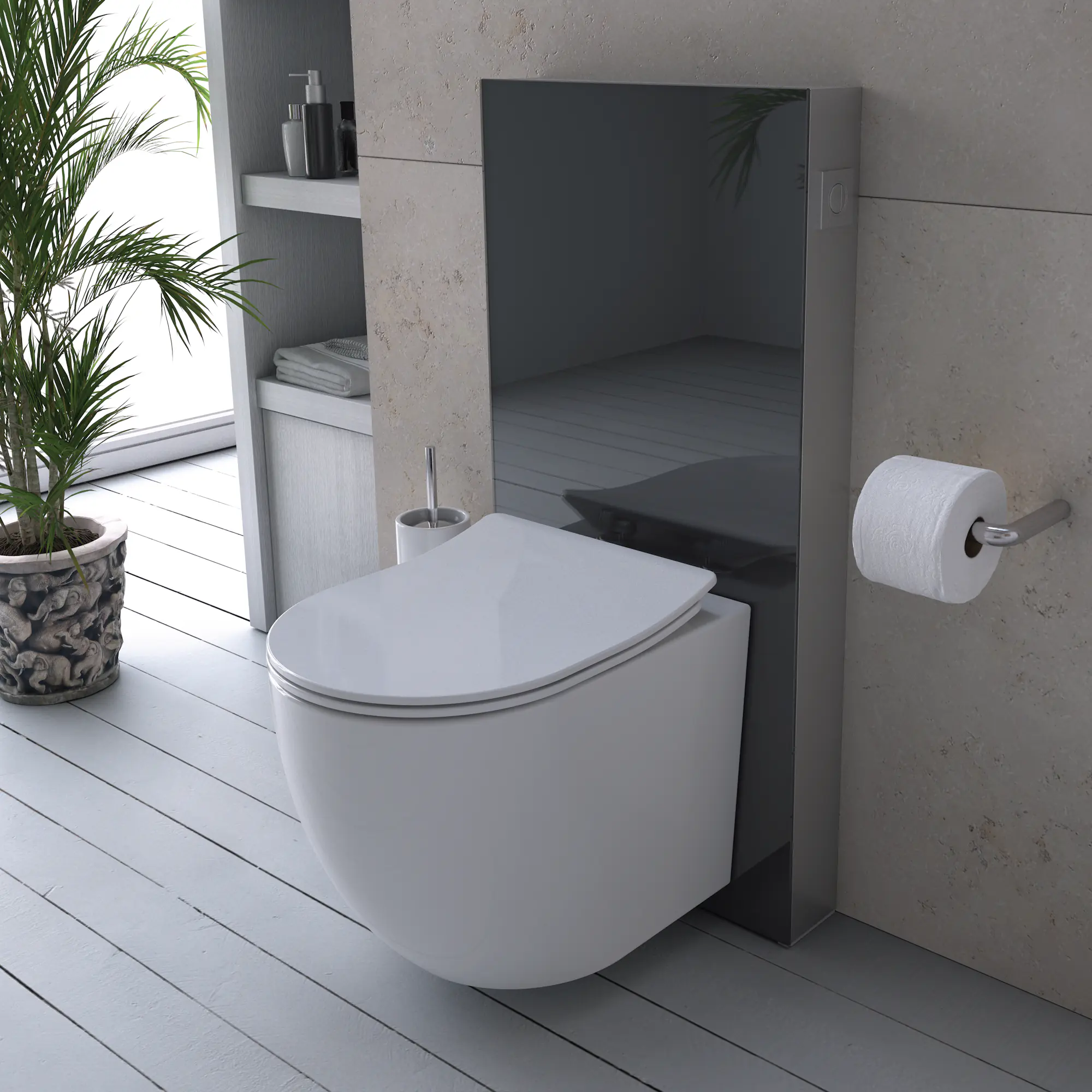 Primaster Vorwandelement Wand-WC inkl. Spülkasten 100 x 48,5 cm schwarz