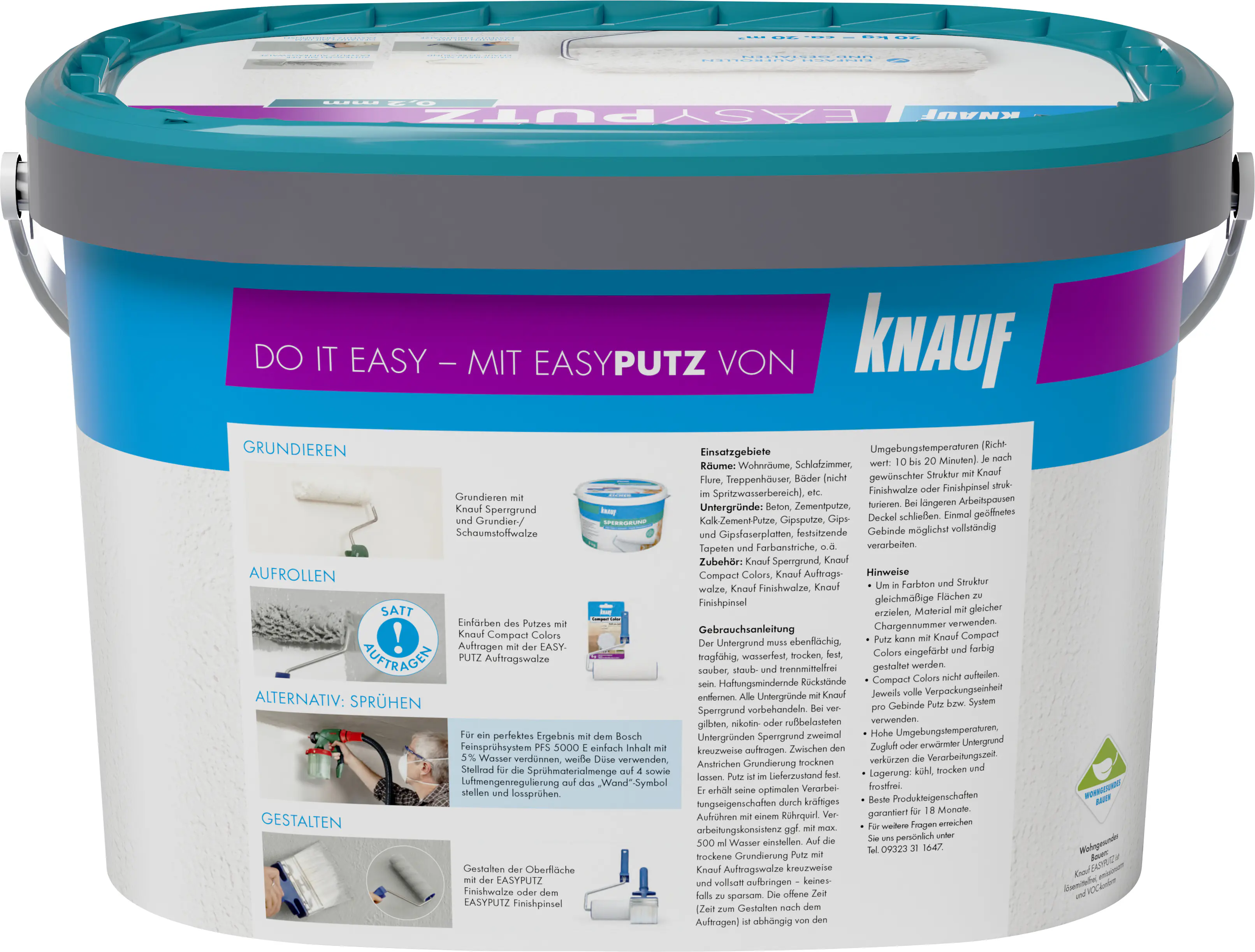Knauf Easyputz Rollputz 20 kg 0,2 mm Schneeweiß