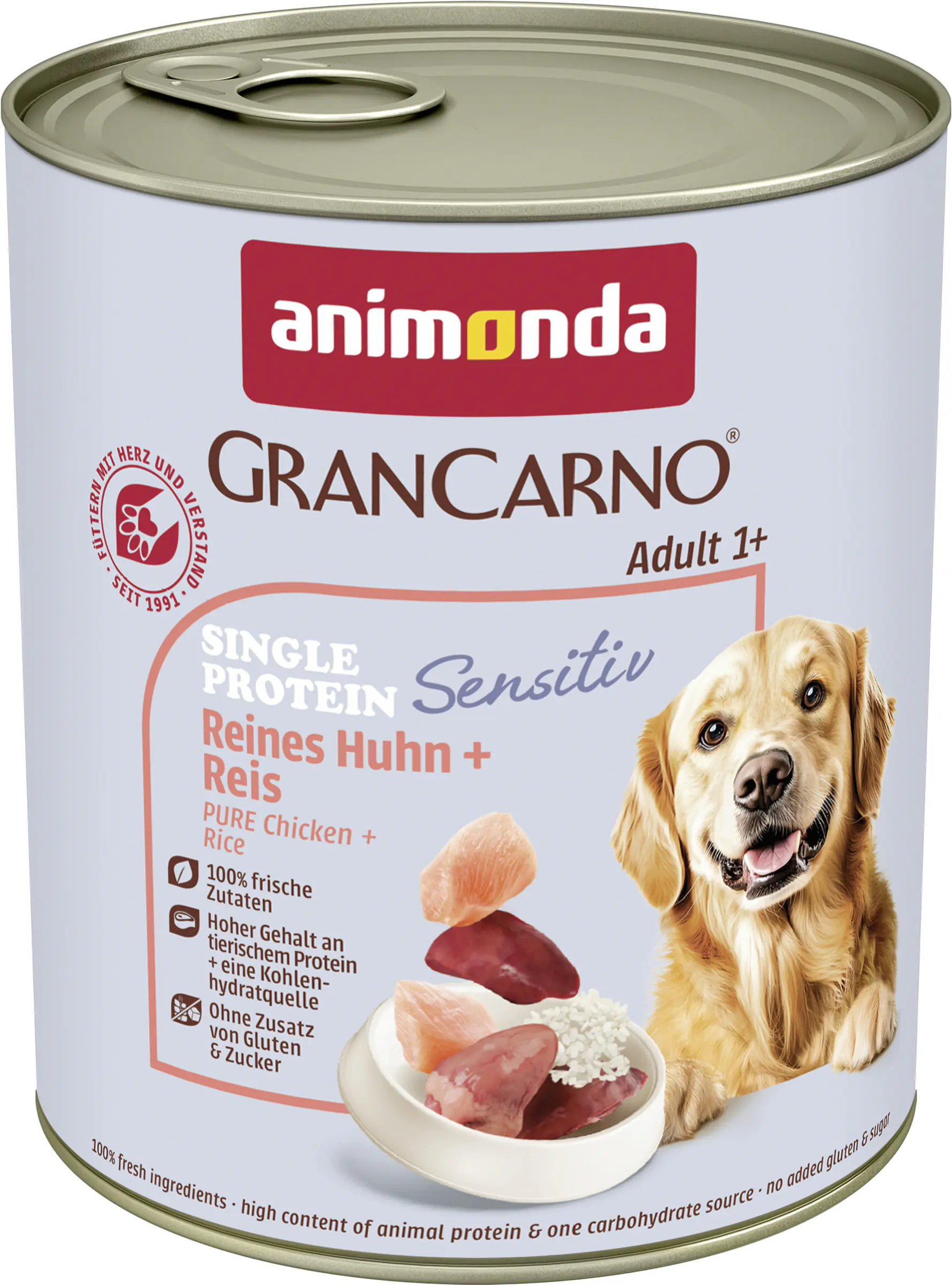 Animonda GranCarno Hundenassfutter Adult Sensitiv getreidefrei 800 g Huhn & Reis