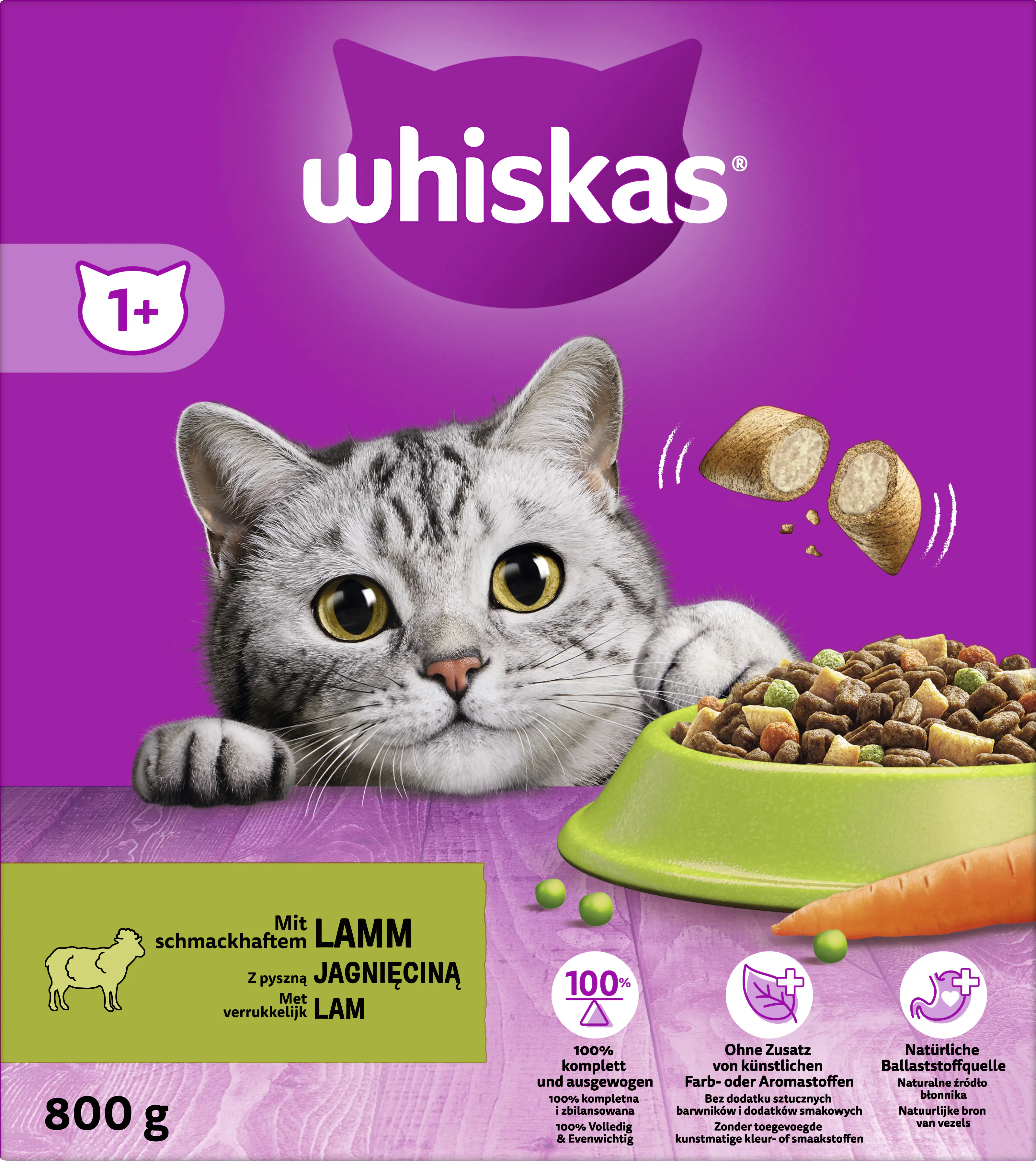 Whiskas Trockenfutter  1+ mit Lamm 800 g