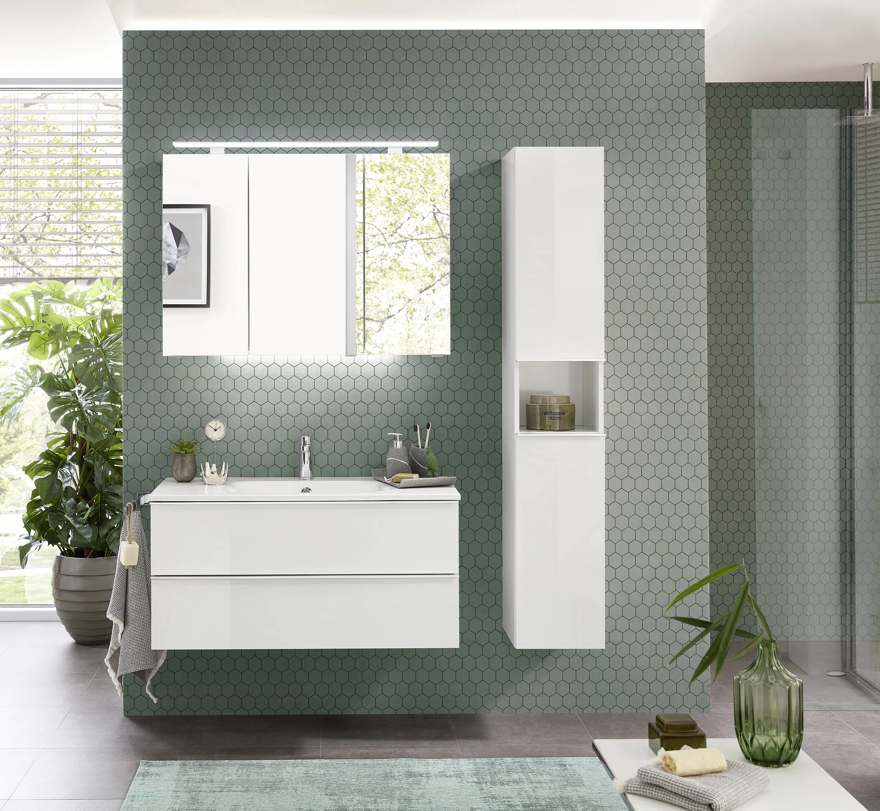 Primaster Hochschrank Düsseldorf weiß 168 x 30 x 33 cm