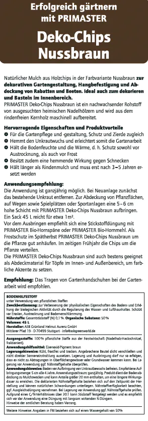Primaster Deko - Holzchips Nussbraun 45 L Primaster Deko - Holzchips Nussbraun 45 L