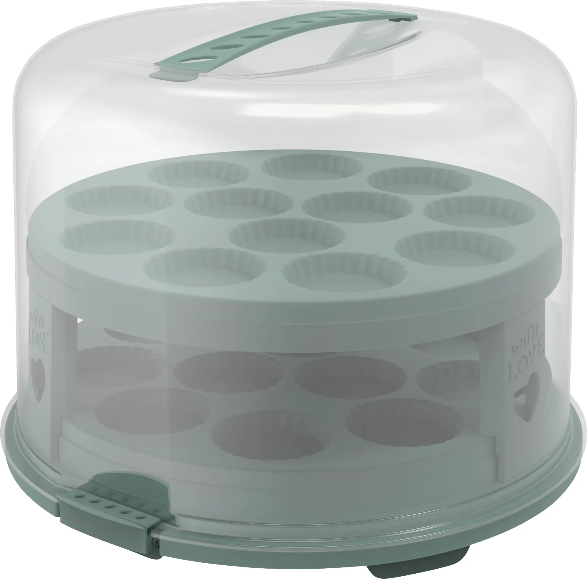 Rotho Tortenglocke Fresh XL mit Trays 26 cm inkl. zwei Einsätzen grün