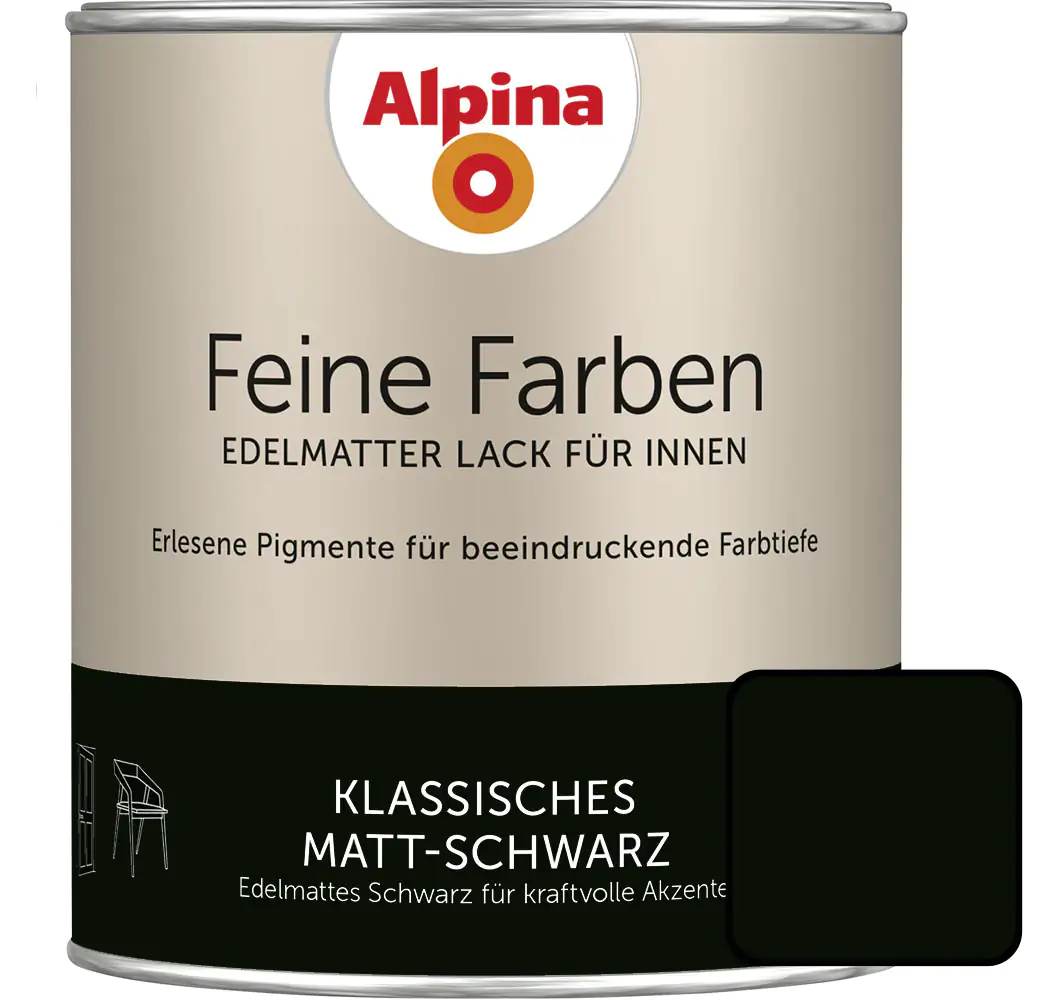 Alpina Feine Farben Lack Klassisches Matt-Schwarz 750ml Alpina Feine Farben Lack Klassisches Matt-Schwarz 750ml