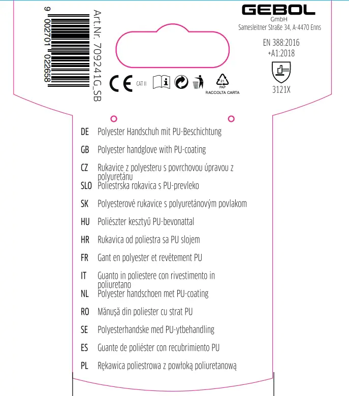 Gebol Handschuh Nano Flex grau