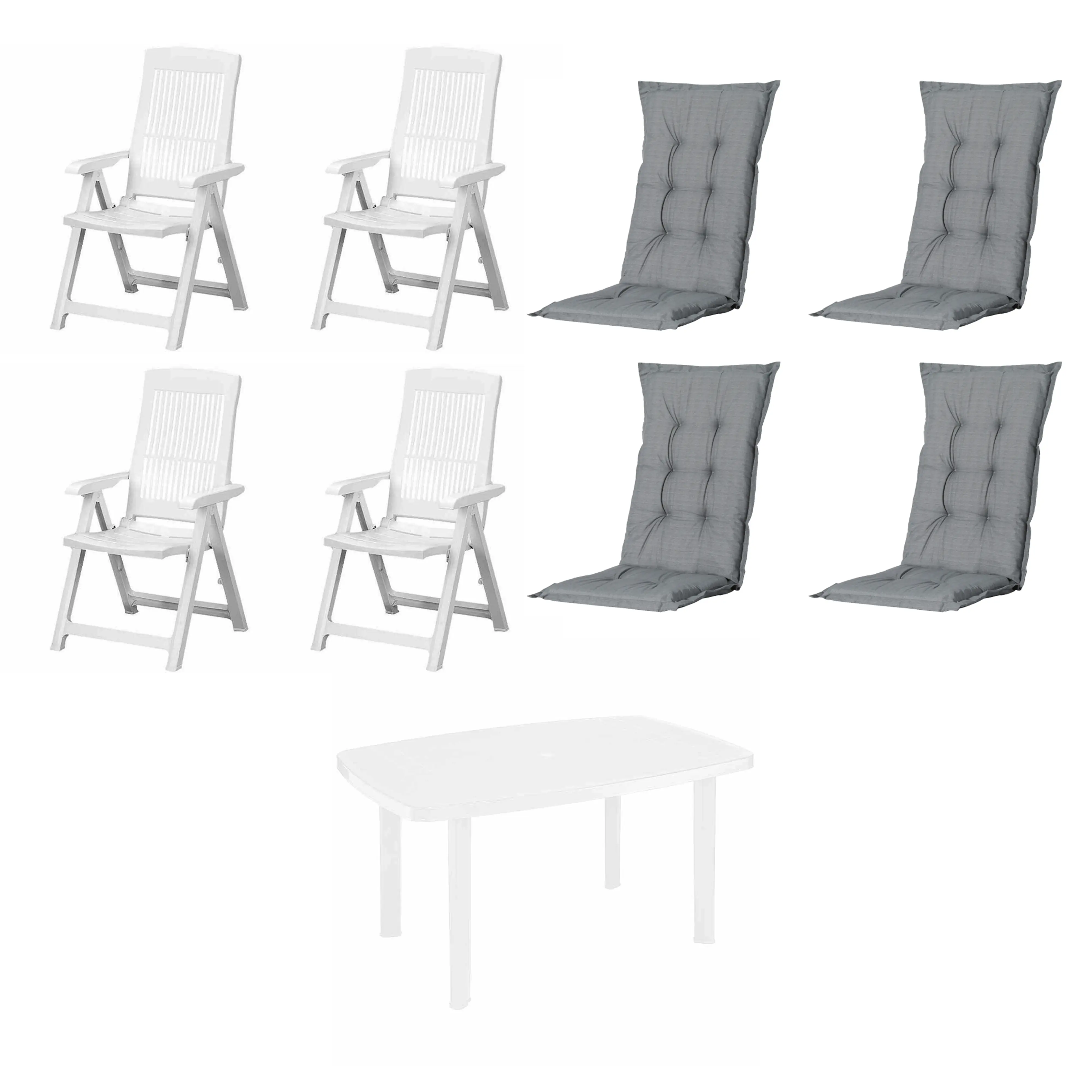 Progarden Garten-Essgruppe Tampa + Faro 4 Personen Kunststoff weiß/grau 