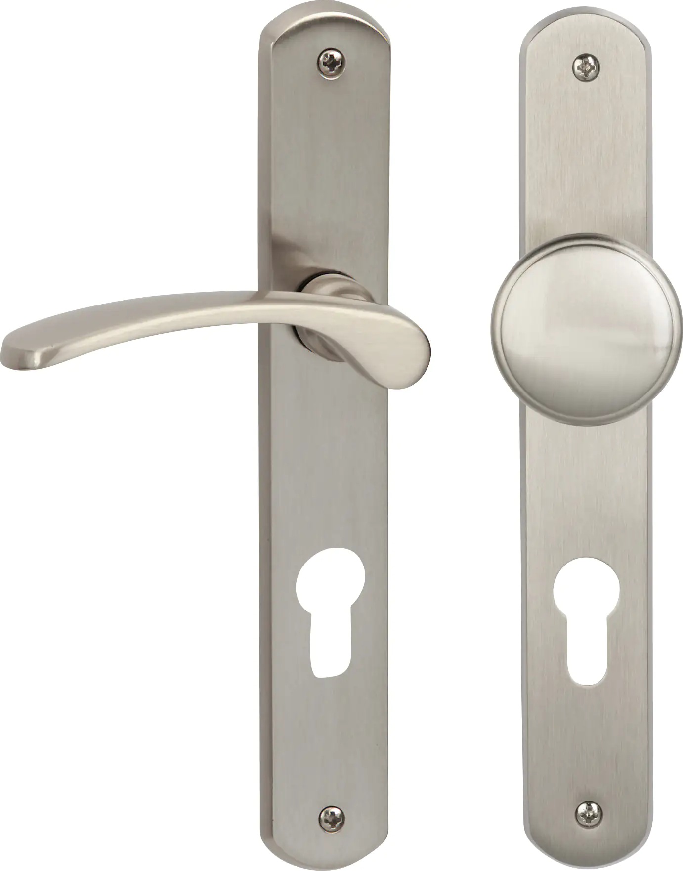 Alpertec PZ-Langschildgarnitur Amos links Messing silber abgerundet