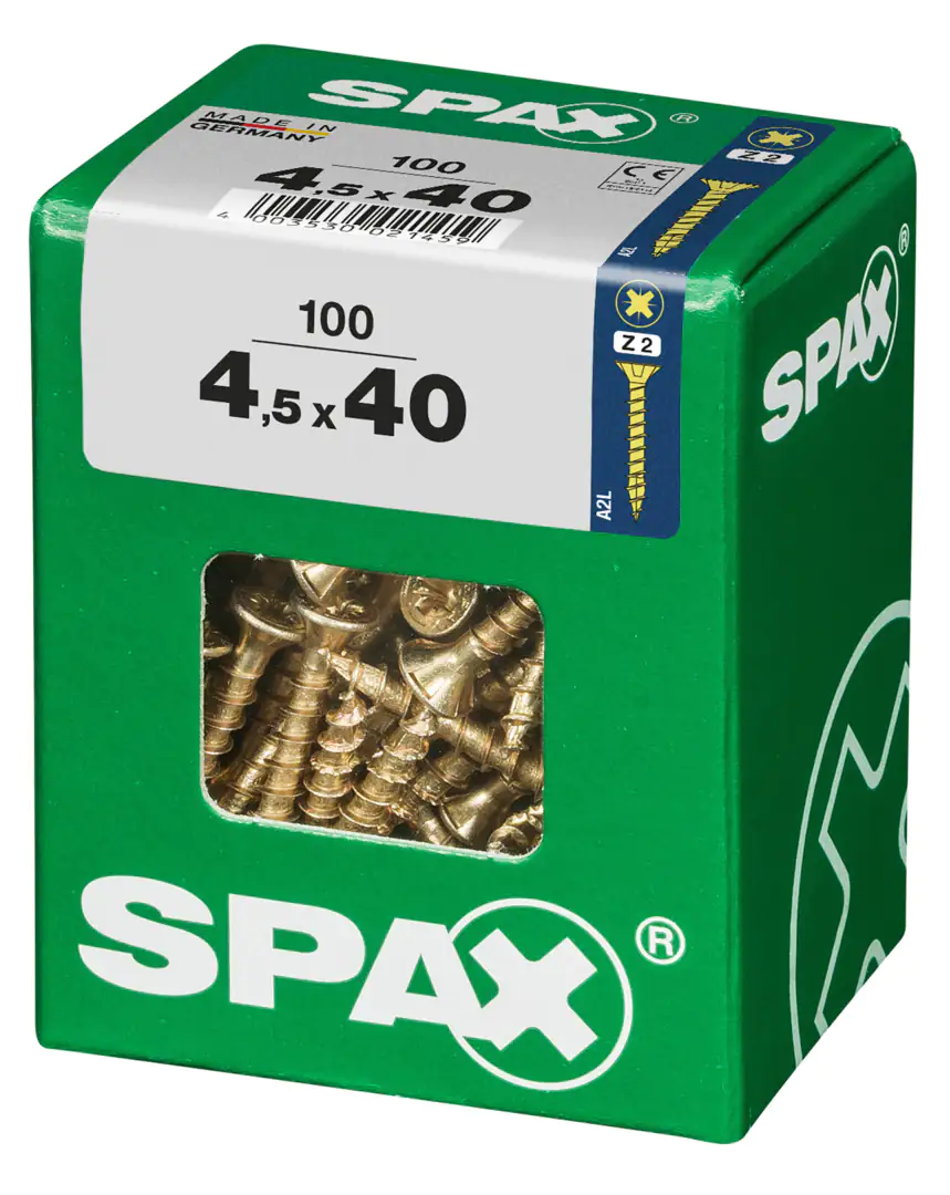 Spax Universalschrauben 4.5 x 40 mm PZ 2 Senkkopf - 100 Stk.