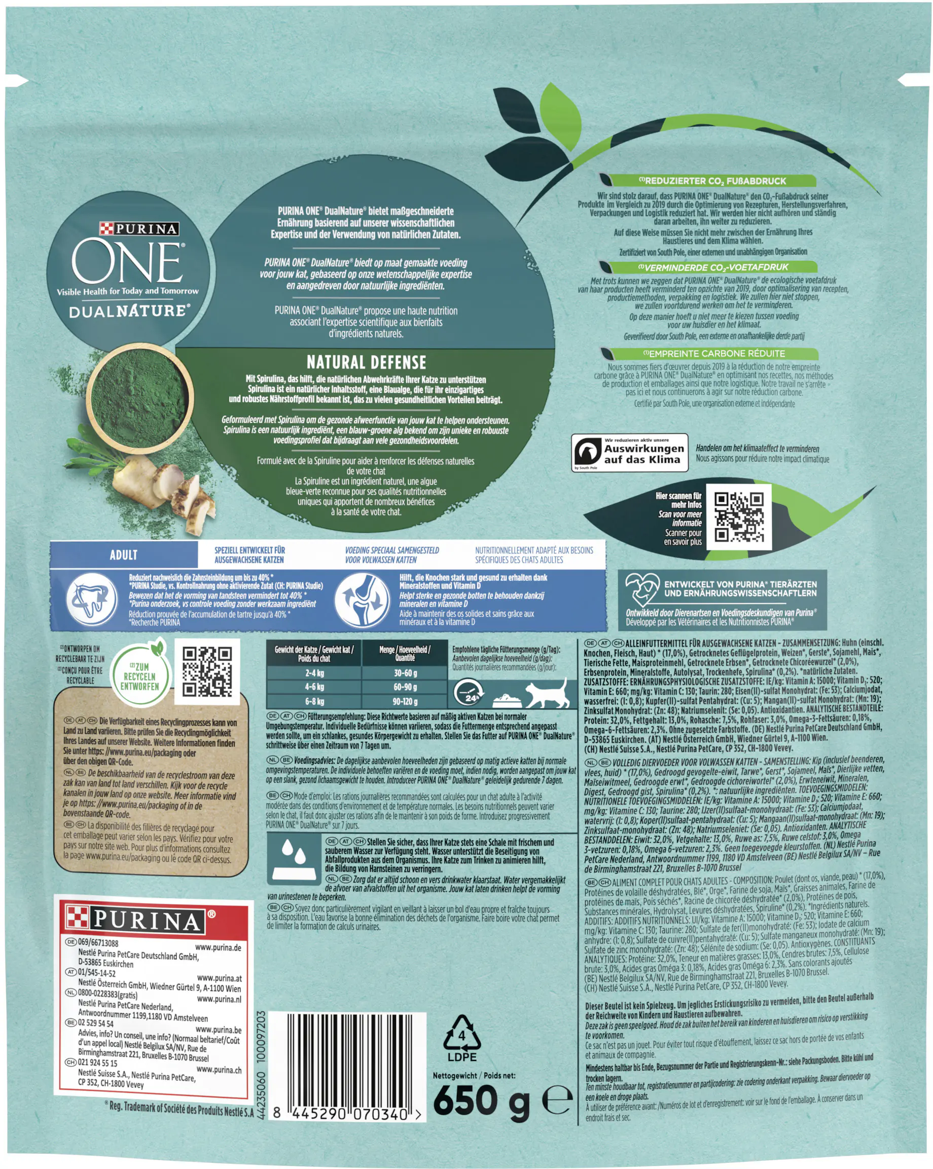 Purina One Katzenfutter DualNature mit Spirulina & Huhn 650 g