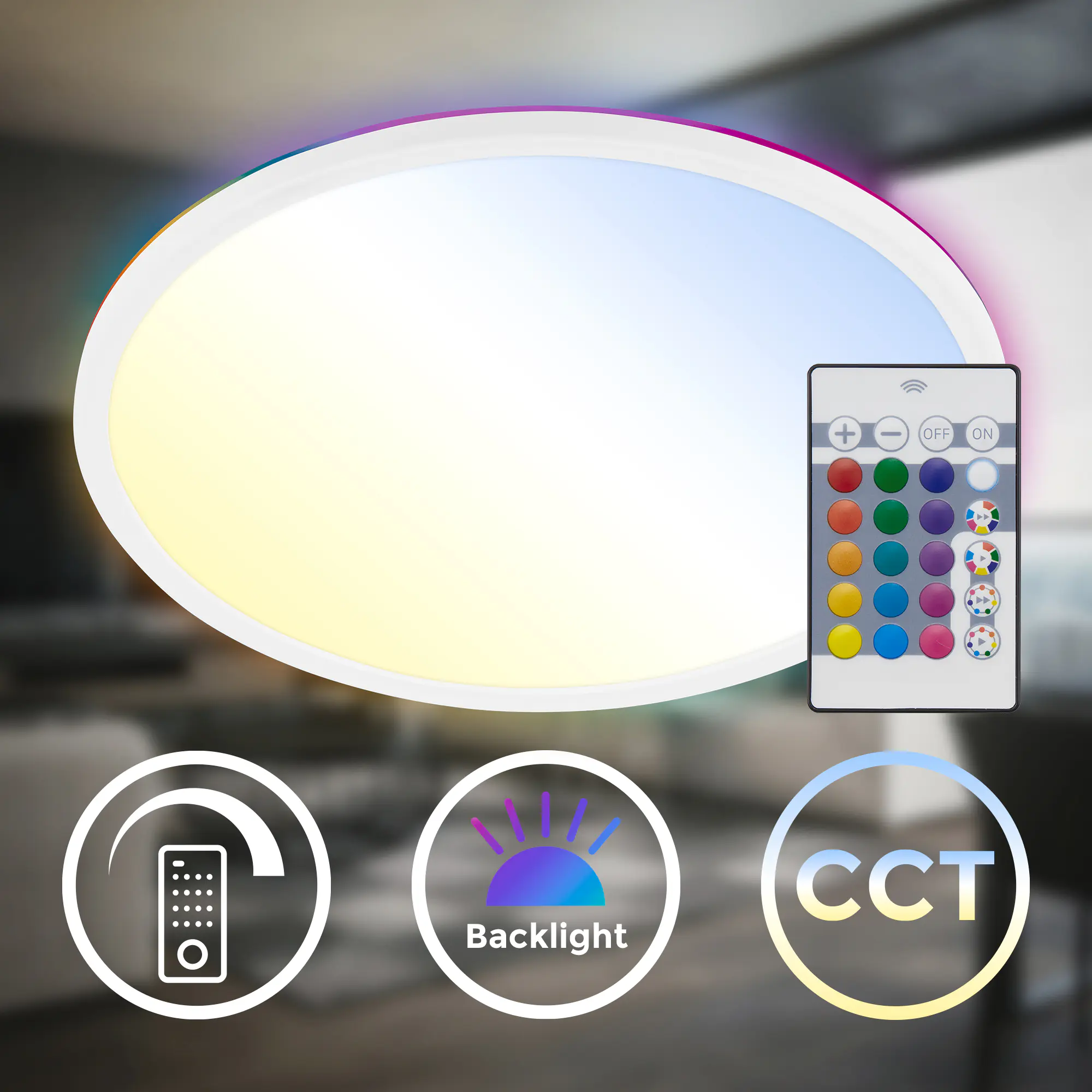 Briloner LED-Panelleuchte Slim Ø 42 cm weiß RGB dimmbar
