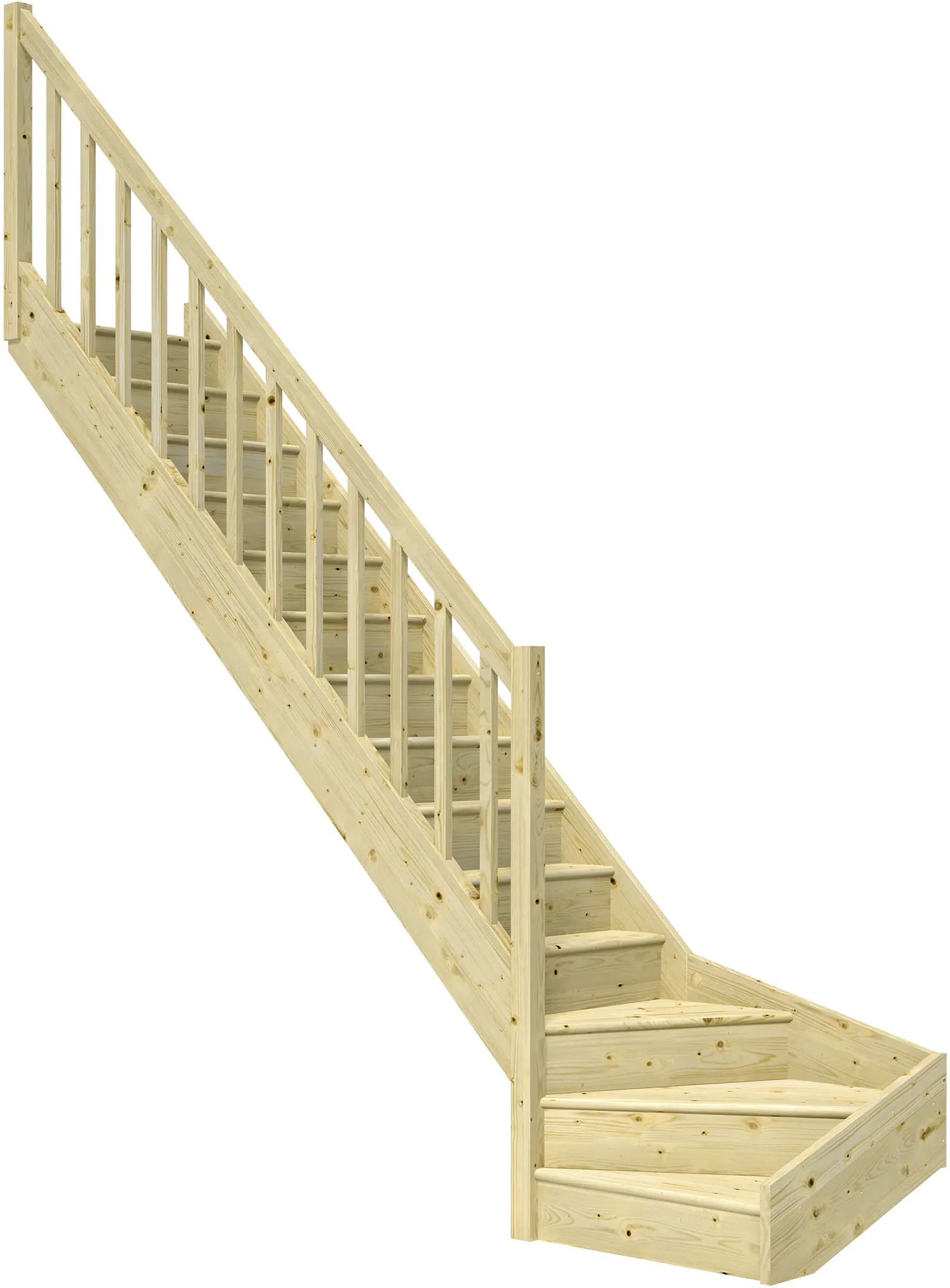 Dolle Raumspartreppen Paris 1/4-gew. Fichte unbehandelt inkl. Geländer