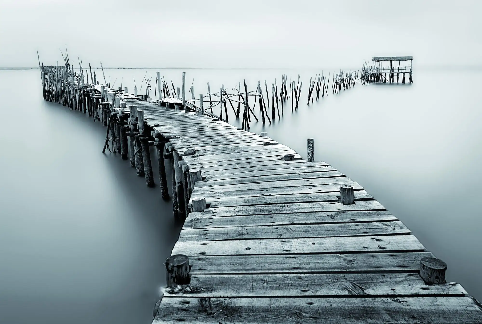 Deco-Block Bild - Steg schwarz-weiß 118 x 78 cm