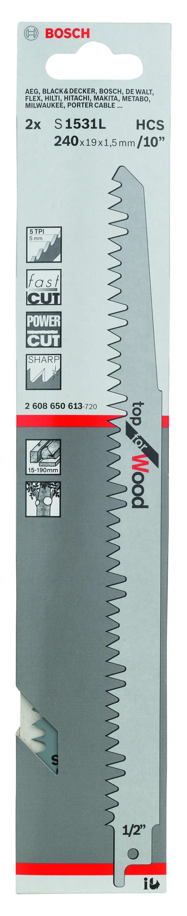 Bosch Säbelsägeblatt S 1531 L Top for Wood 2 Stück