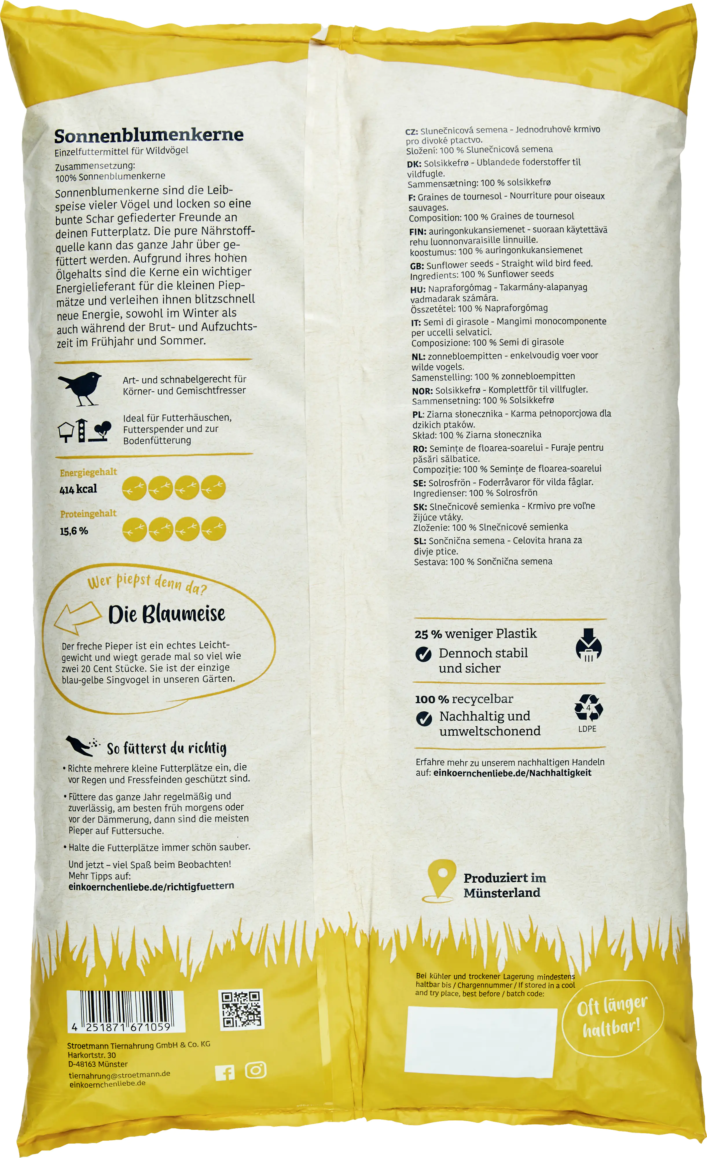 Elles Wildvogelfutter Sonnenblumenkerne 2,5 kg