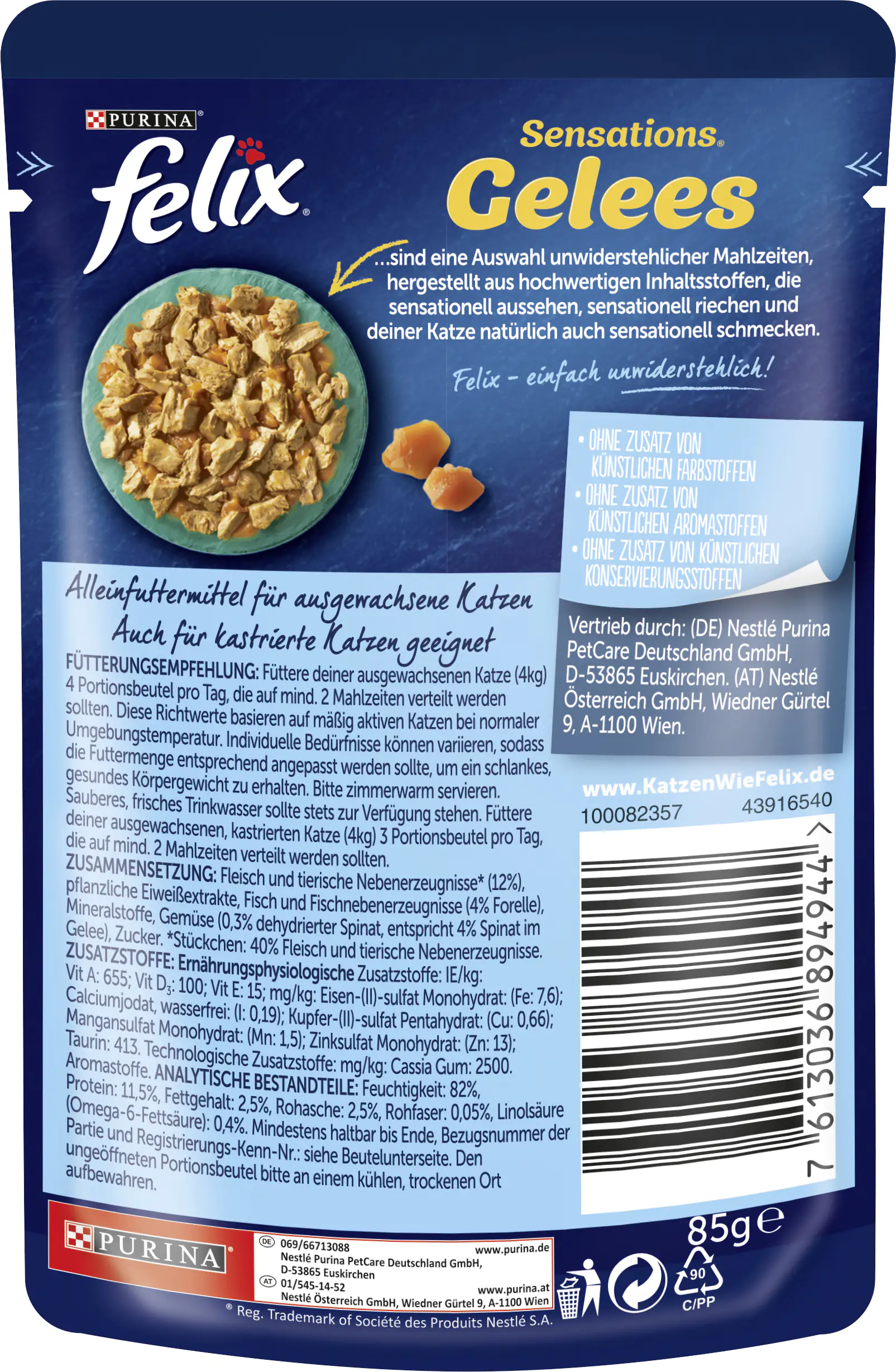 Felix Sensations Gelees Forelle & Spinat 85 g