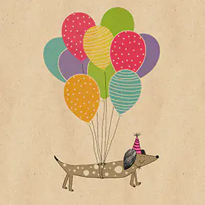 Servietten Dackel mit Ballons 33 x 33 cm 20 Stück