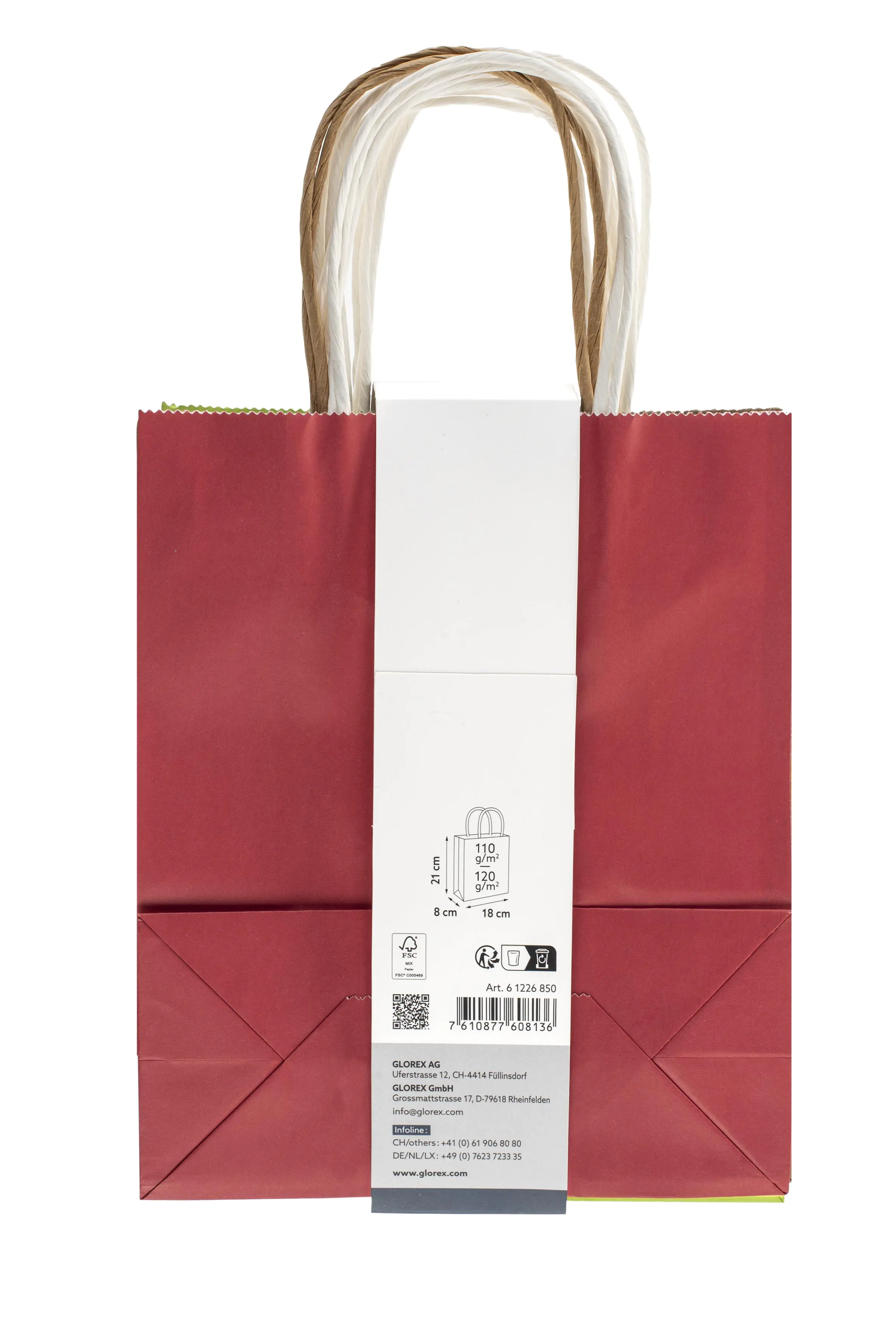 Glorex Papiertragetasche mit Kordelgriff 18 x 21 x 8 cm 7 Stück