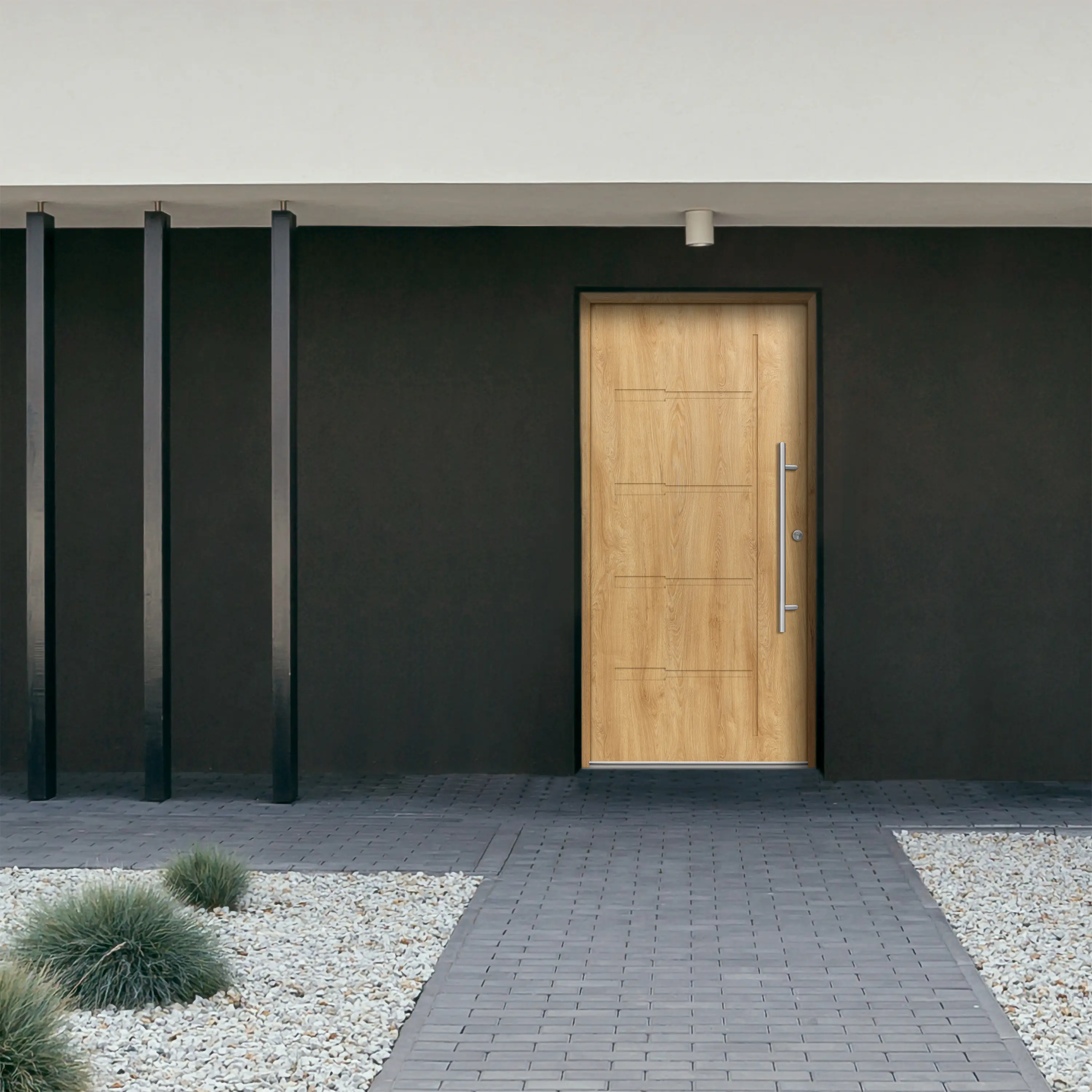 Splendoor Haustür Passivedoor Premium H1 Eiche Natur DIN Rechts 100 x 210 cm