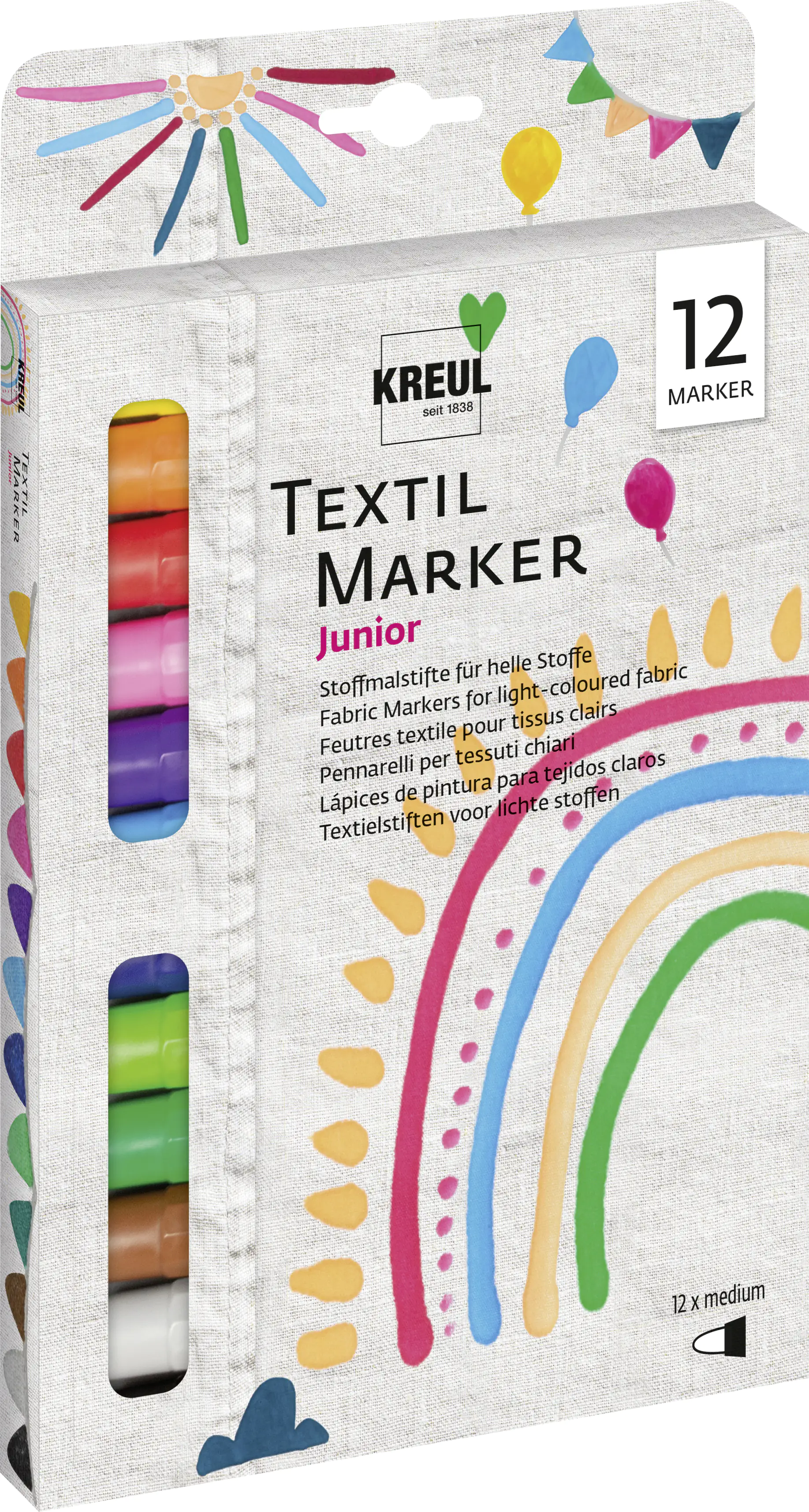 Kreul Javana Stoffmalstifte Sunny medium 12er Set helle Stoffe texi mäx Kreul Javana Stoffmalstifte Sunny medium 12er Set helle Stoffe texi mäx