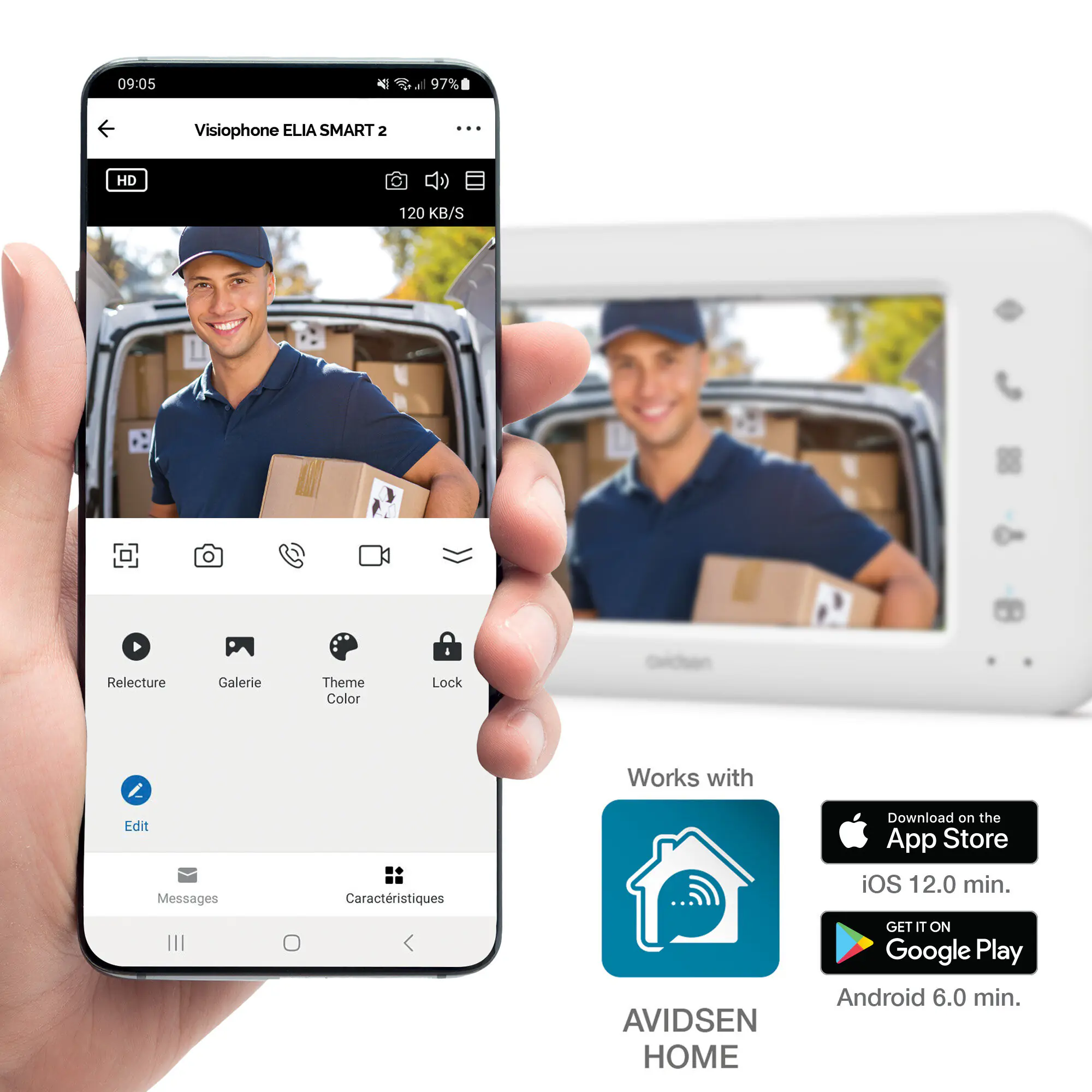 Extel Türsprechanlage Elia Smart 2  7 Zoll-Touchscreen, 2 Draht-Technik