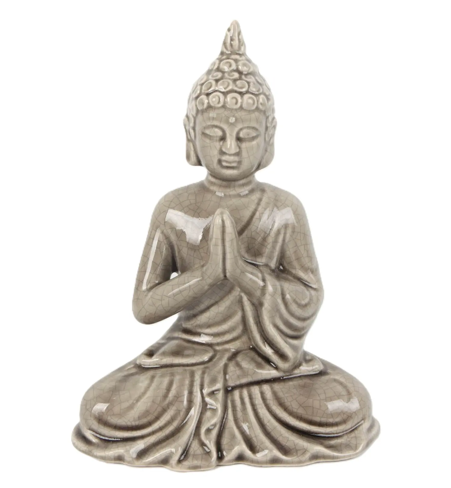 TrendLine Dekofigur Buddha Keramik 21 x 16 cm grau