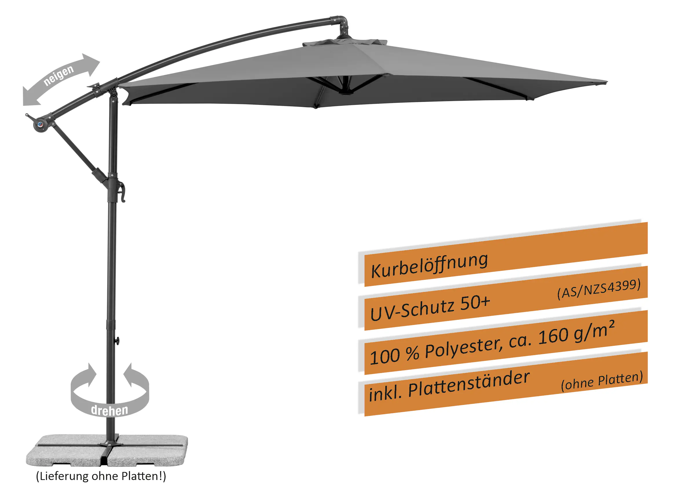 Schneider Ampelschirm Venus anthrazit Ø 300 cm