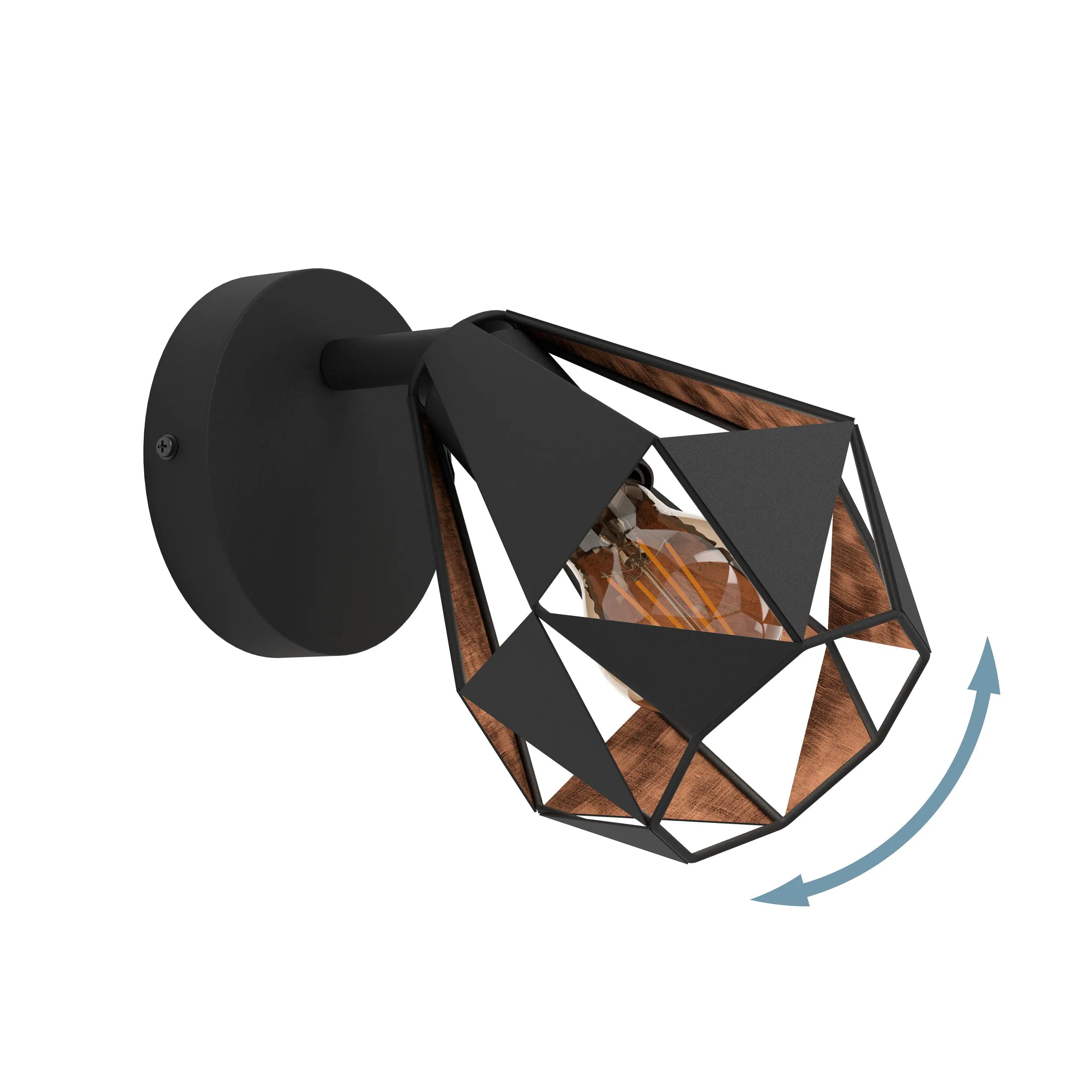 Eglo Wandleuchte Carlton 7 schwarz kupfer  Eglo Wandleuchte Carlton 7 schwarz kupfer