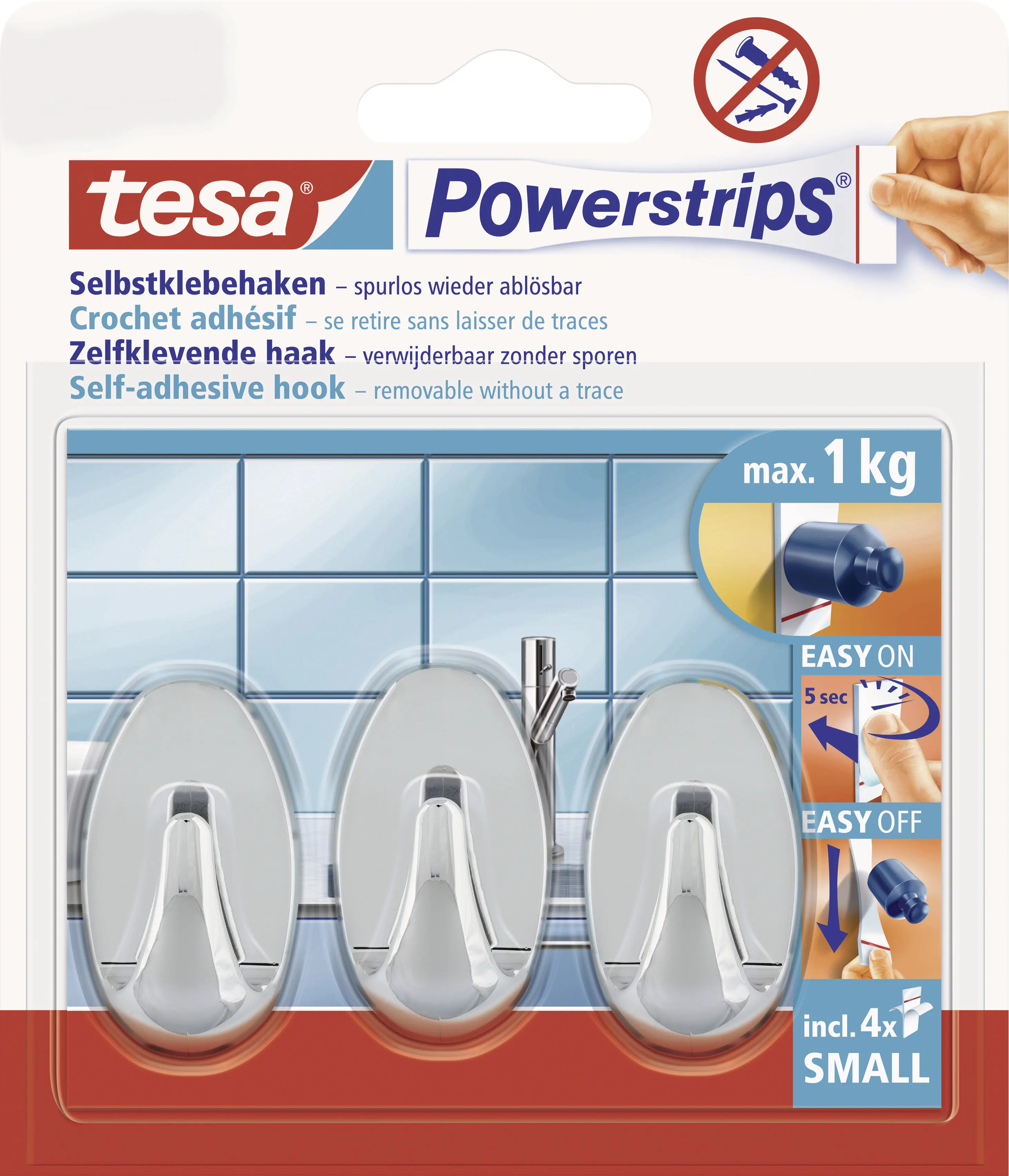 tesa Haken Powerstrip Small oval, chrom tesa Haken Powerstrip Small oval, chrom